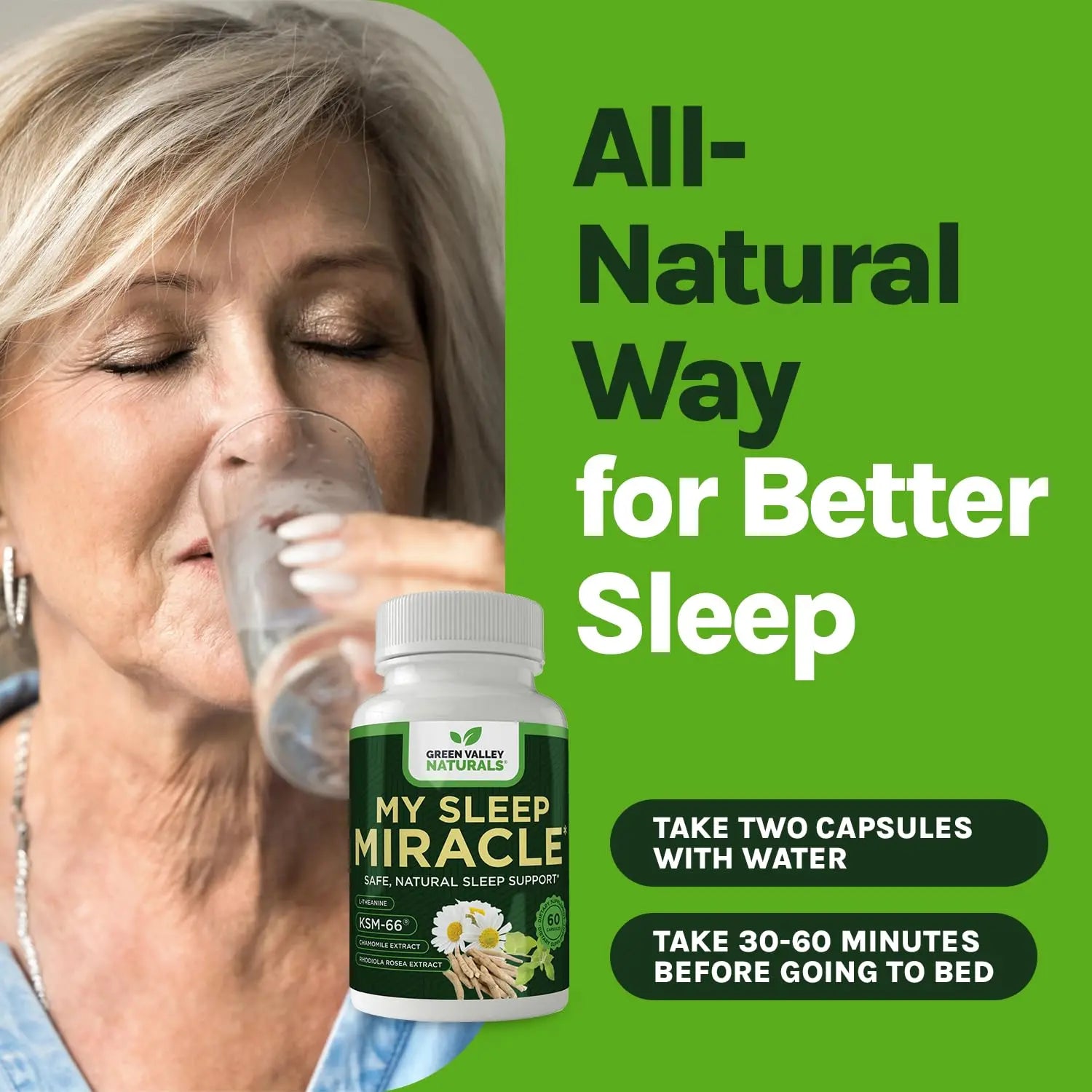 GREEN VALLEY NATURALS My Sleep Miracle Vegan Sleep Support Supplement | Melatonin-Free Formula | Ashwagandha, Chamomile & L-Theanine | Promotes Calm, Relaxation & Restful Sleep | 60 Capsules GREEN VALLEY NATURALSnz supplements