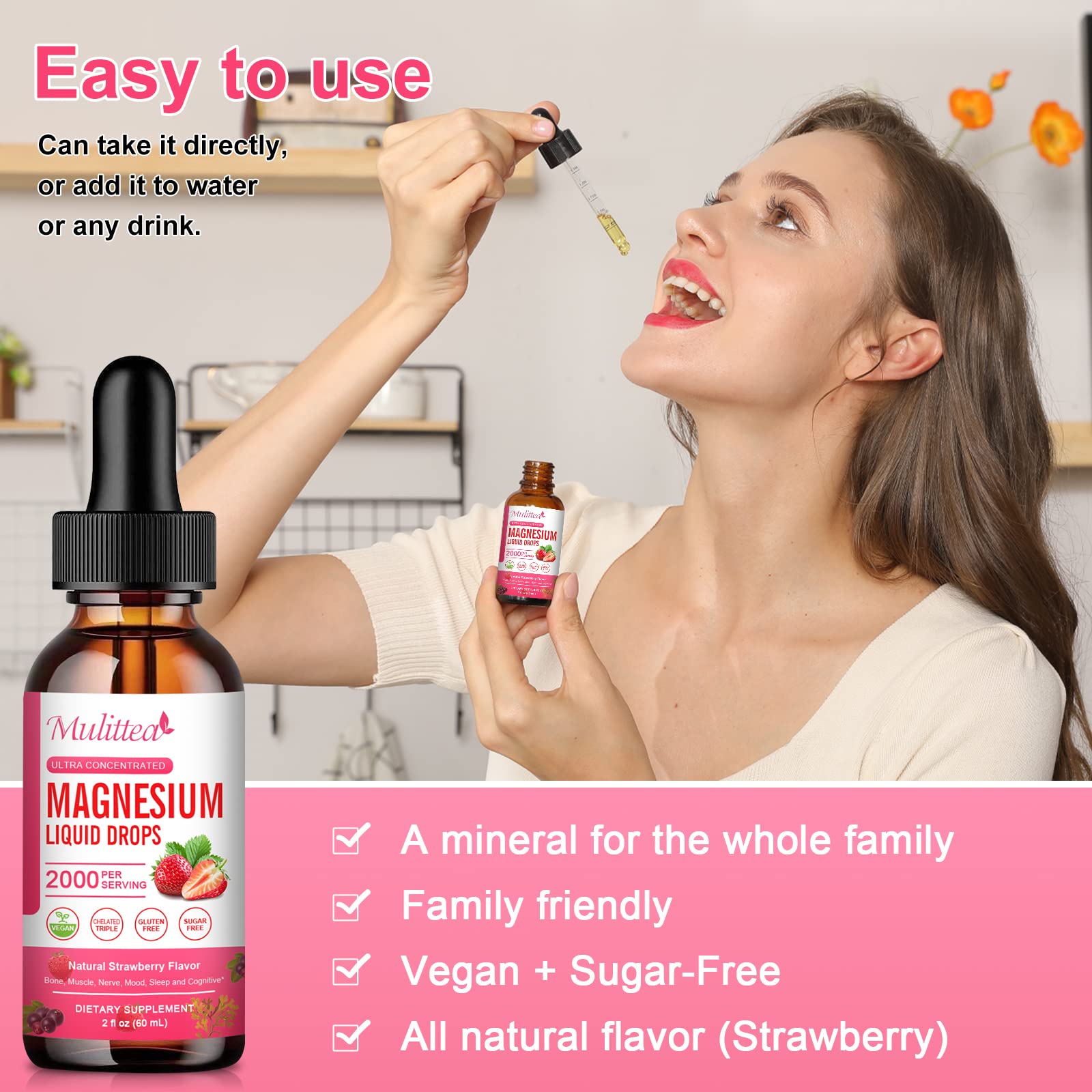 Magnesium Glycinate Liquid, High Potency Magnesium Glycinate, Citrate, Sugar Free Vegan Non-GMO Complex Supplement Promotes Nerv,Relaxation,Muscle,Sleep Support* MulitteaAu supplements