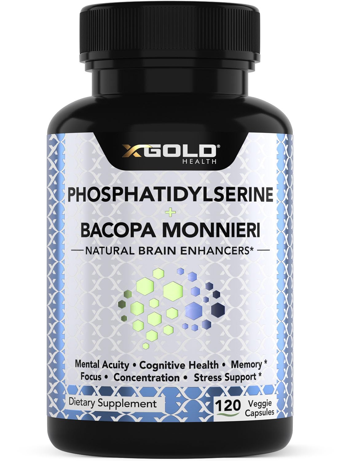 PhosphatidylSerine & Bacopa Monnieri 800 mg 2 in 1 Supplement - Natural Brain Enhancer/Nootropic for Enhanced Focus and Concentration, Memory Support, & Cognitive Function - 120 Vegetarian Capsules X Gold HealthAu supplements