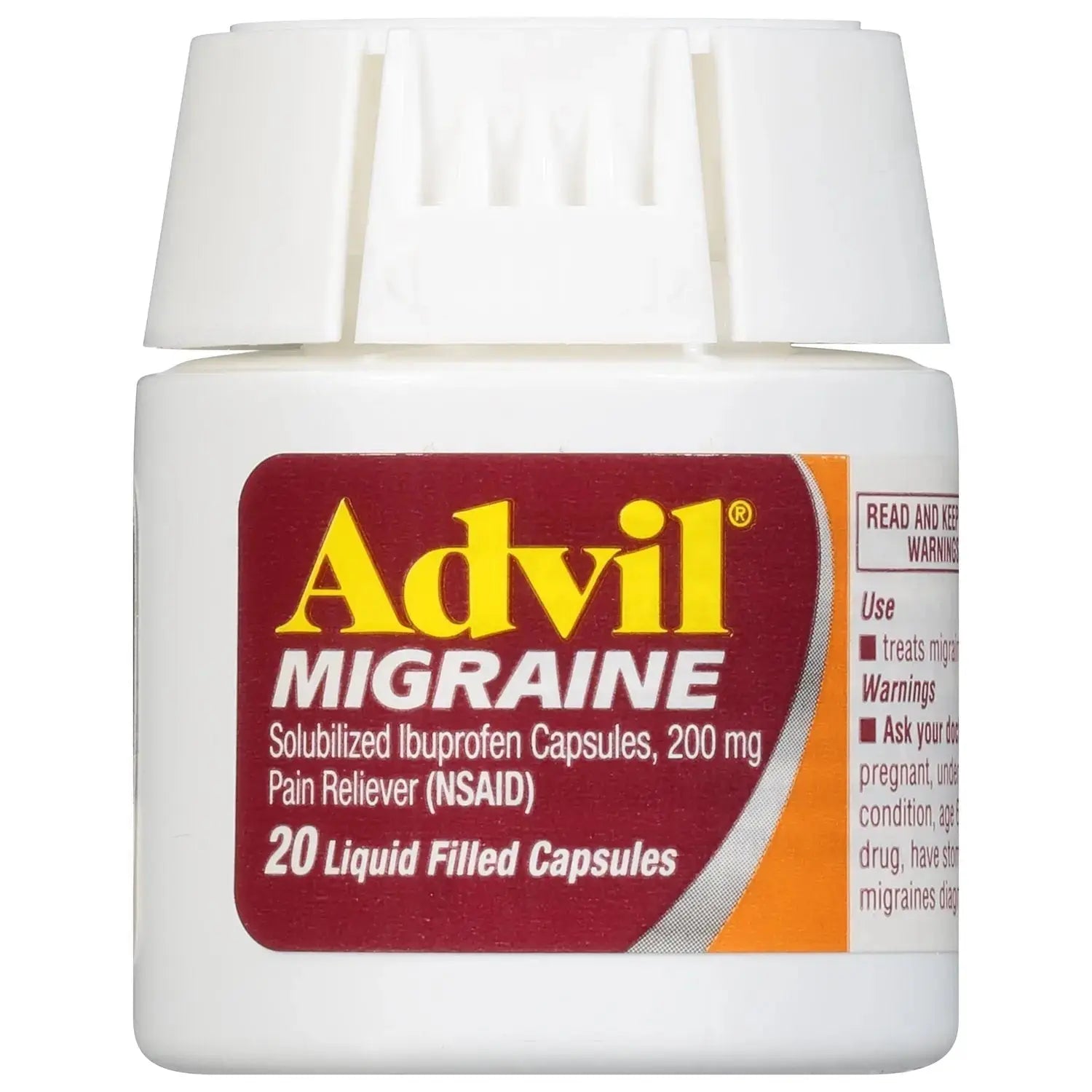 Advil Migraine Headache Relief, Ibuprofen Capsules with Ibuprofen 200mg for Migraine Relief, Nausea Relief and Light Sensitivity Relief - 20 Liquid Filled Capsules AdvilAu supplements