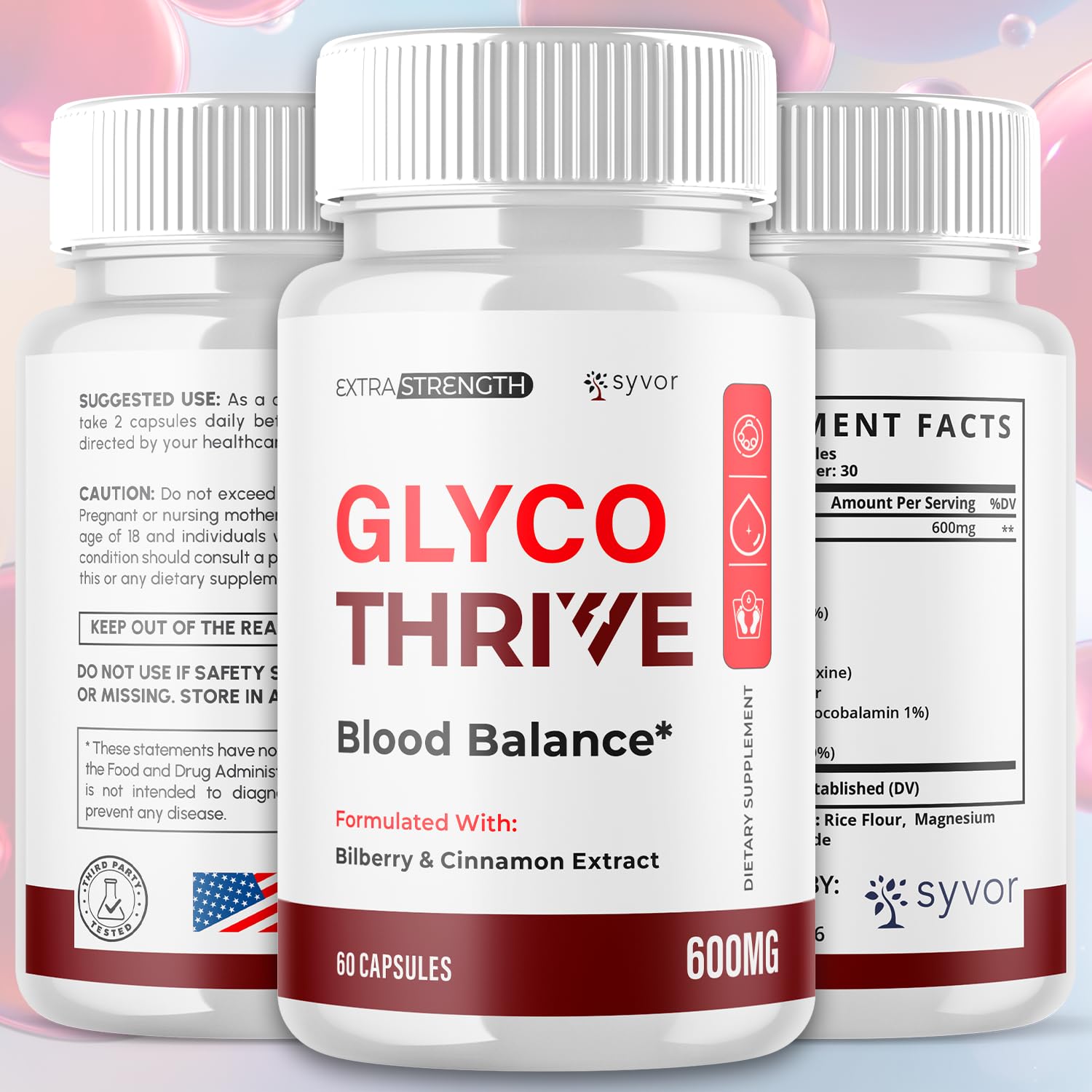 (2 Pack) Glyco Thrive Capsules, Official GlycoThrive Glycogen Support Pills with All Natural Ingredients, Advanced Formula Health Supplement with Max Strength Vitamins for Women & Men (120 Capsules) SyvorAu supplements