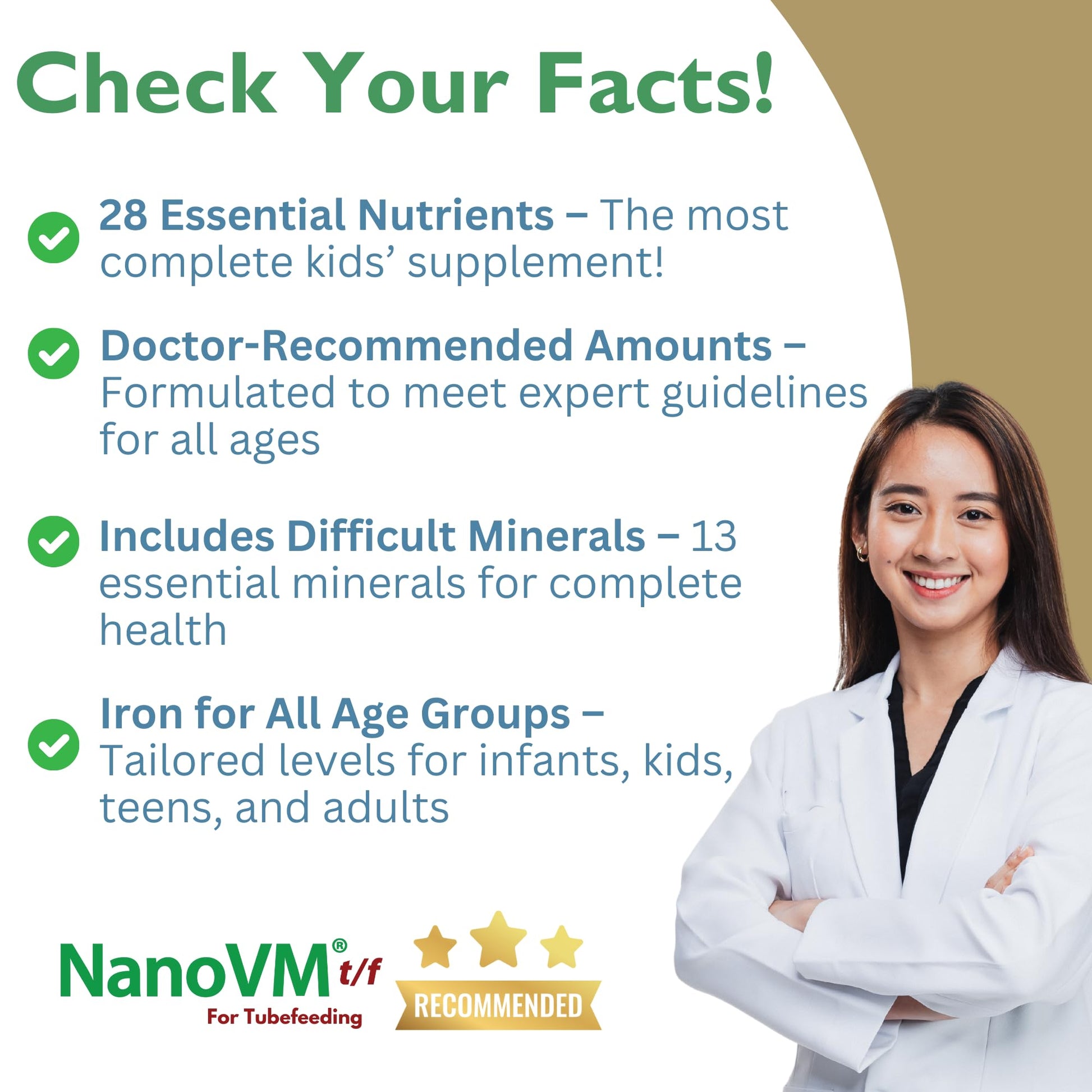 NanoVM t/f, Dietary Supplement for Tube Feeding, Allergen-Free Kids Multivitamin, Unflavored Vitamin Powder with 14 Vitamins & 13 Minerals, Low-Carb Kids Vitamins, 275g - Solace Nutrition NanoVMAu supplements