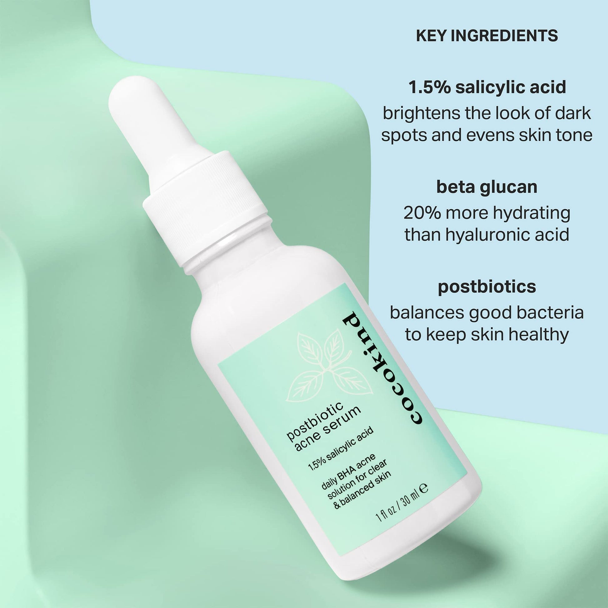 Cocokind Postbiotic Acne Serum, Salicylic Acid Serum and BHA Liquid Exfoliant - Exfoliating, Brightening and Hydrating Serum CocokindAu supplements