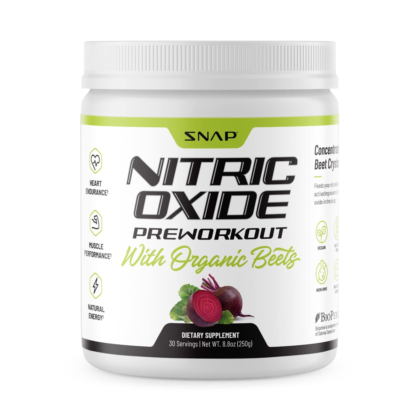 Snap Supplements Preworkout Beet Root Powder, Nitric Oxide Pre Workout with Organic Snap SupplementsUS supplements