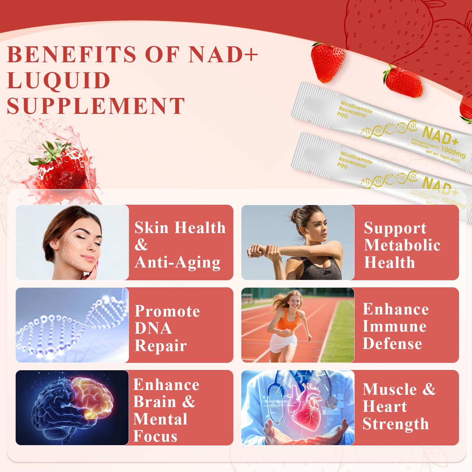 Healliance NAD+ Liquid Supplement 1000mg - Features Nicotinamide Riboside Resveratrol with PQQ for Targeted Healthy Aging and Cellular Energy Support, 30 Packets for Women and Men HeallianceAu supplements