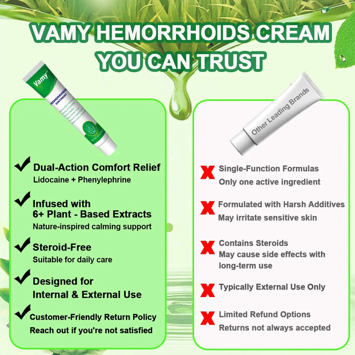 vamy Hemorrhoid Ointment (2 x 20g Tubes), 40g - Maximum Strength Formula for Hemorrhoidal Fast Relief, Soothes Itching, Burning & Discomfort vamyAu supplements