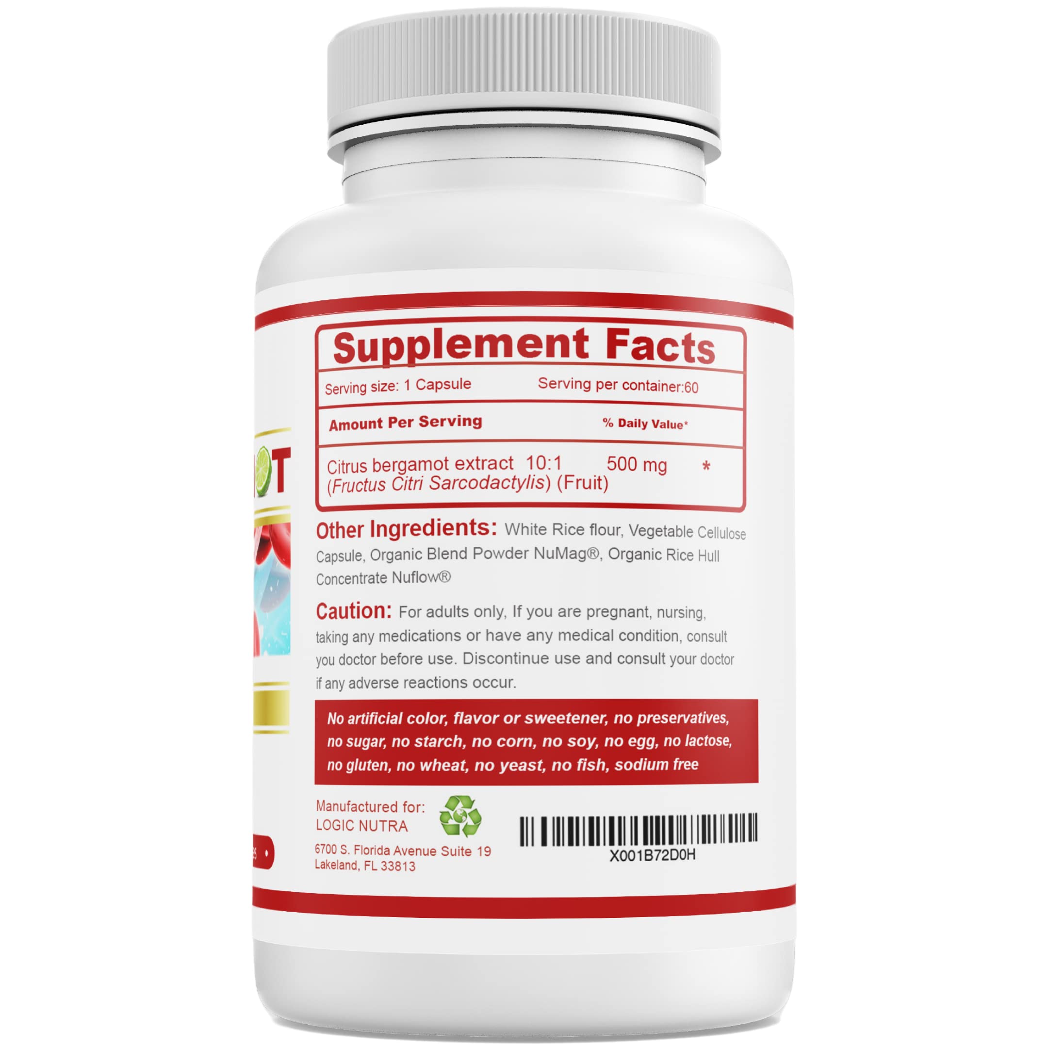 Citrus Bergamot Supplement for High Cholesterol – 1000mg Citrus Bergamot Extract 10:1 (2 Caps) – Organic, Non-GMO, Patented Clinical Grade Bergamot Blend for Heart Health – 60 Capsules Logic NutraAu supplements