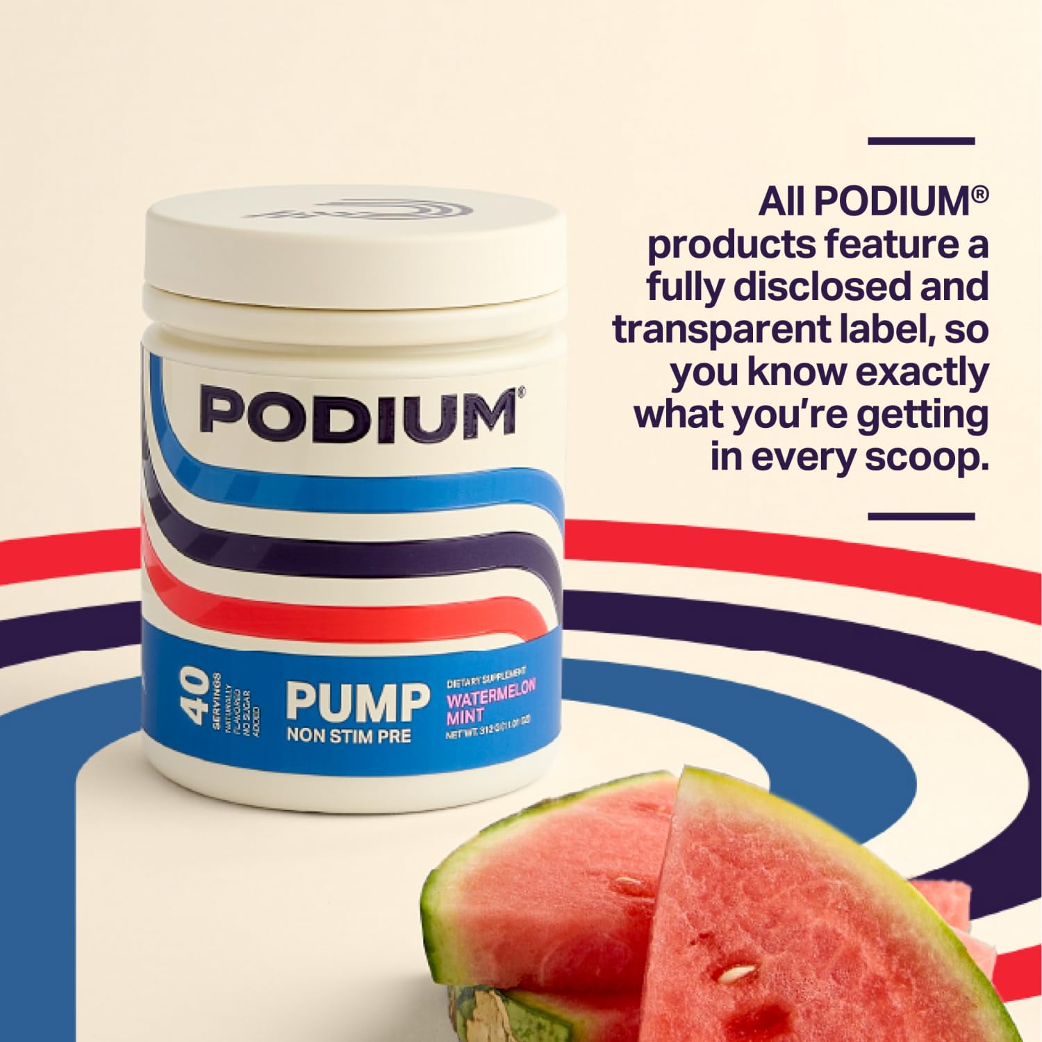 Podium Nutriton, Pump, Stimulant Free Pre-Workout, 40 Servings (Watermelon Mint) Podium NutritionAu supplements