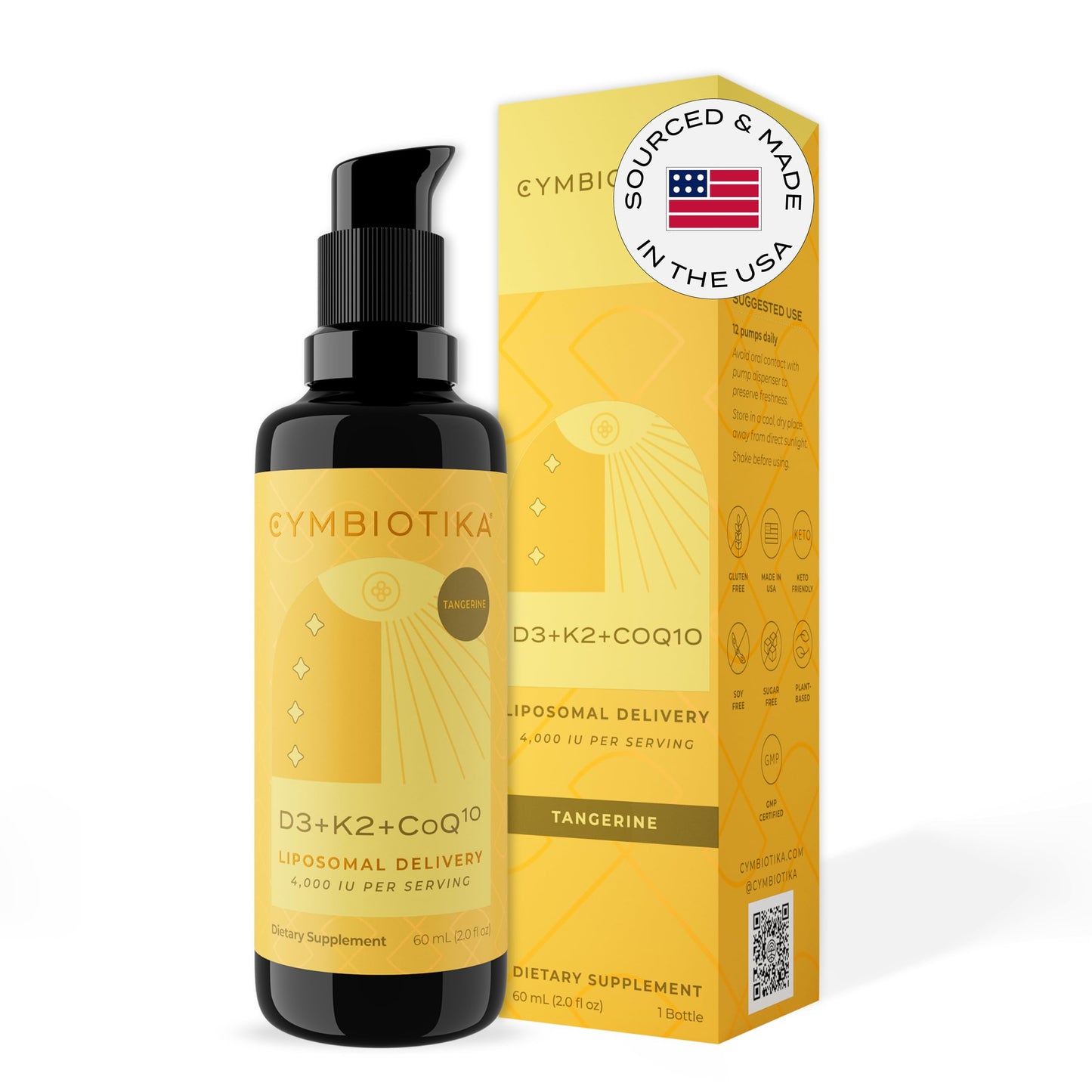 CYMBIOTIKA Vitamin D3 + K2 + CoQ10 Liquid, Vitamin D Supplement for Immune Support, Heart Health & Bone Health, Energy Booster, Liposomal Delivery, Vegan, Keto Ingredients, Tangerine Flavor CYMBIOTIKAUS supplements