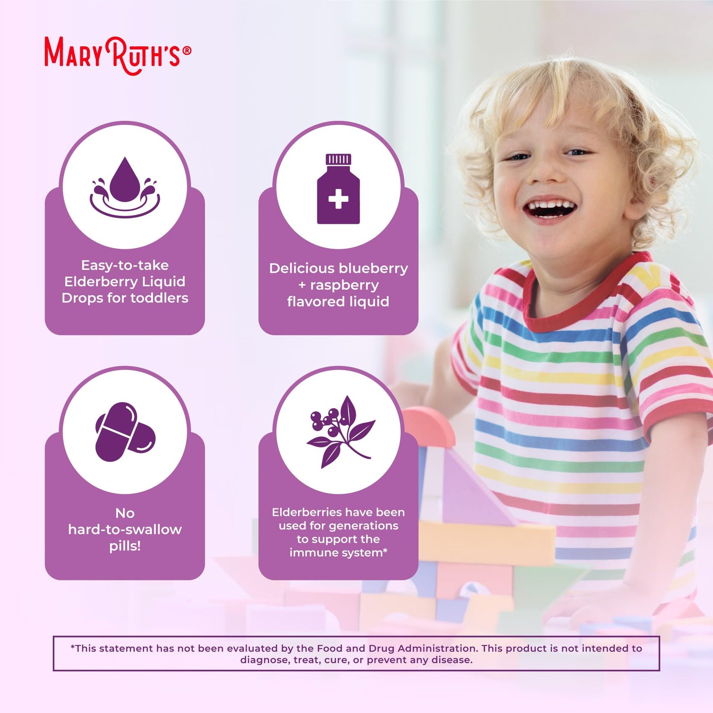 MaryRuth Organics Toddler Elderberry Syrup, USDA Organic Elderberry, Sugar Free Kids Immune Support Supplement for Ages 1-3 Years, Clean Label Project Verified®, Vegan, Non-GMO, Gluten Free, 1 Fl Oz MARYRUTH'SUS supplements