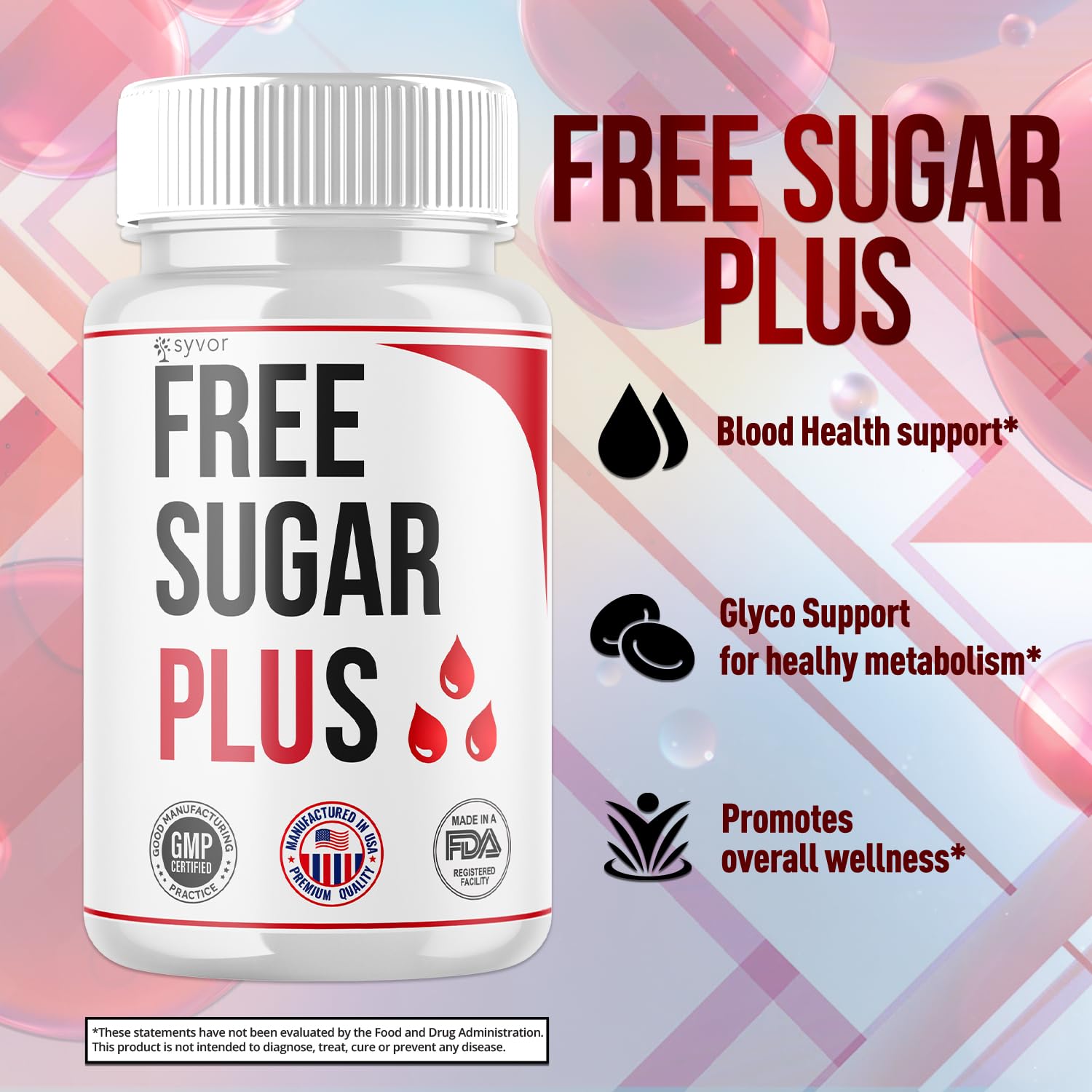 Free Sugar Plus Capsules, Official FreeSugar Plus Blood Health Support Pills With All Natural Ingredients, Free Sugar Plus Advanced Wellness Support with Premium Vitamins for Women & Men (60 Capsules) SyvorAu supplements