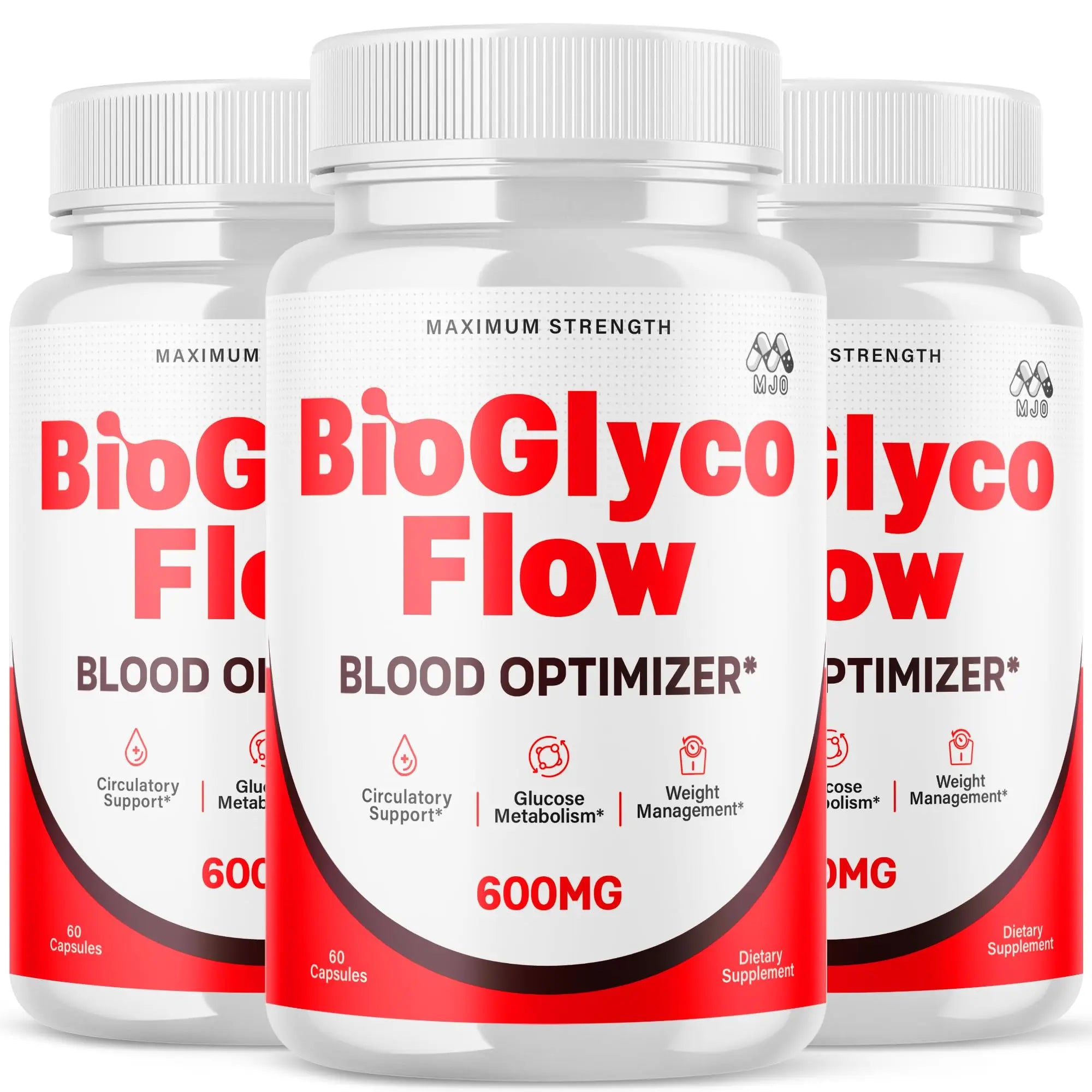 (3 Pack) BioGlyco Flow Blood Optimizer Capsules, Official BioGlyco Flow Pills with All Natural Ingredients, Advanced Health and Wellness Supplement with Maximum Strength Multivitamins (180 Capsules) MJOAu supplements