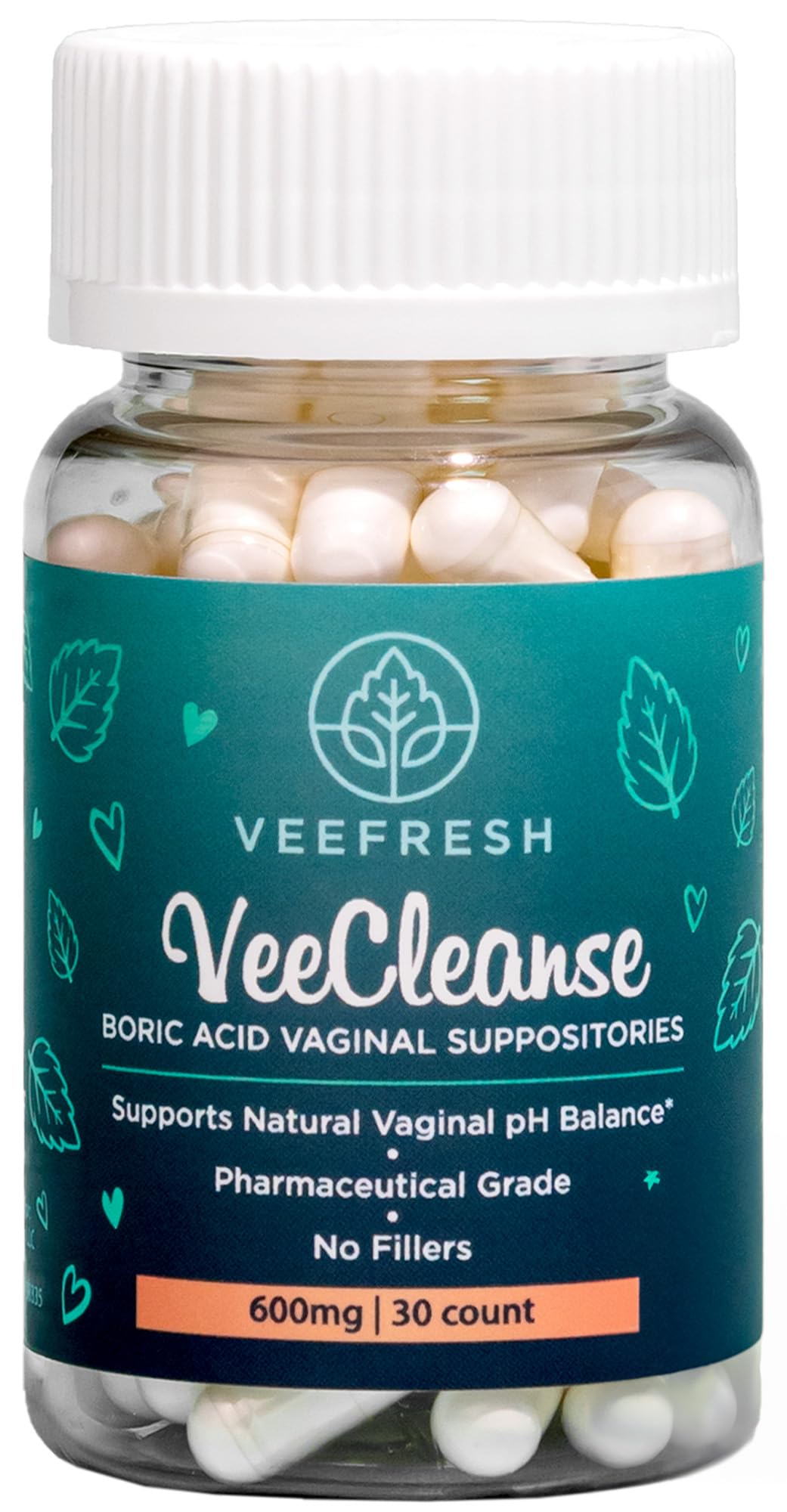 VeeFresh - VeeCleanse Boric Acid Vaginal Suppositories - Vaginal pH Balance Suppositories - Vaginal Odor Control - Feel Fresh, Feminine and Confident VeeFreshUS supplements