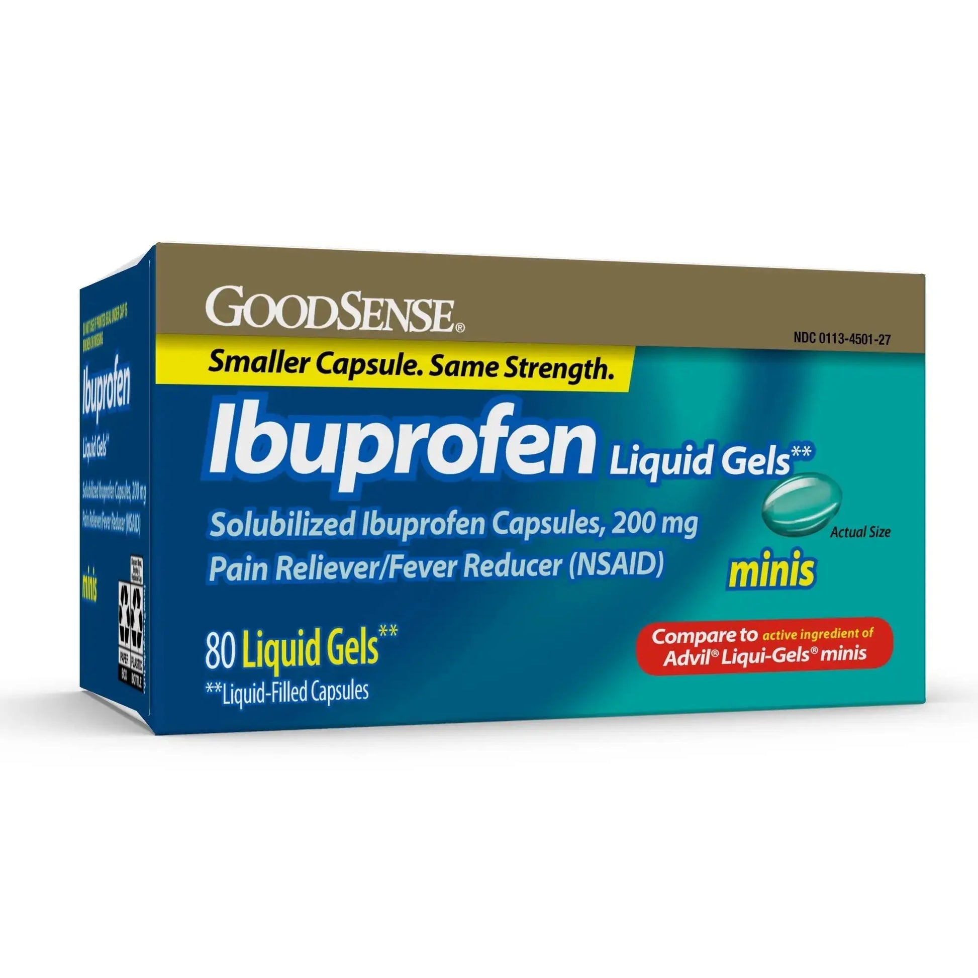 GoodSense Ibuprofen Mini Liquid-Gels, 200 mg, Liquid-Filled Capsules, Pain Reliever and Fever Reducer, 80 Count GoodSenseAu supplements