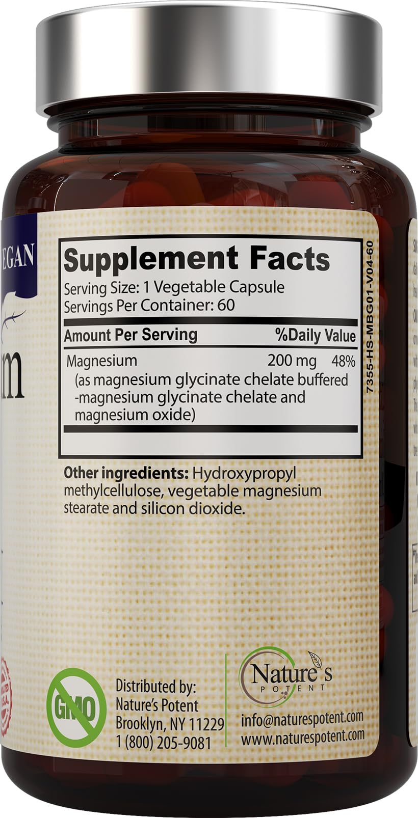 Nature’s Potent Magnesium Glycinate 200mg | High Absorption Chelated Magnesium | Sleep, Calm & Muscle Cramp Support | Vegan Supplement | 60 Capsules Nature's PotentAu supplements