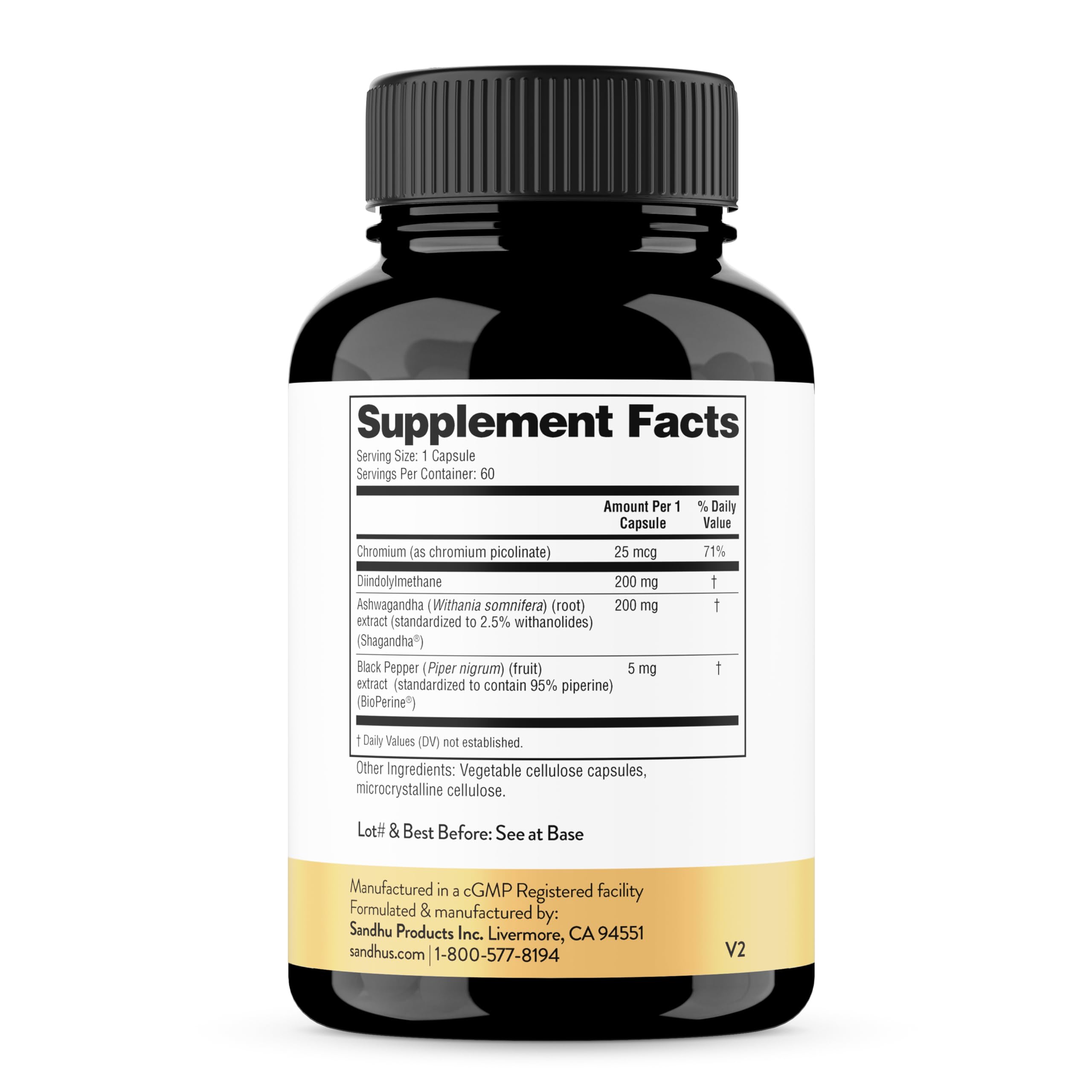 Sandhu's DIM Supplement 200 mg -60 Capsules - Diindolymethane with Ashwagandha & Bioperine Hormone Balance for Women & Men, Hormonal Acne Supplements Sandhu'sAu supplements
