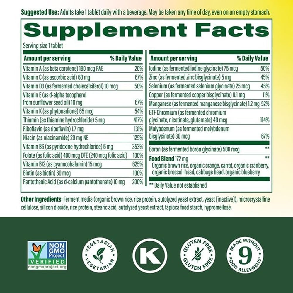 MegaFood One Daily Iron Free Multivitamin - Multivitamin for Women and Men - with Real Food - Immune Support Supplement - Bone Health - Energy Metabolism - Vegetarian; Non-GMO; No Iron - 60 Tablets MegaFoodAu supplements