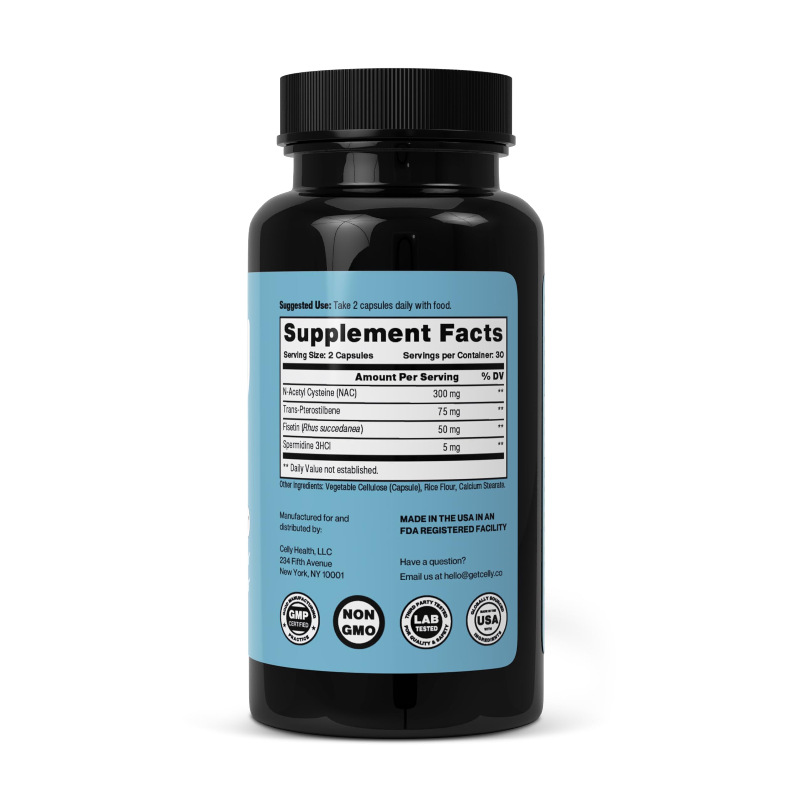 Celly Autophagy Activator | Longevity Supplement for Cellular Nutrition and Healthy Aging | Promotes Cell Renewal with Spermidine, Pterostilbene, Fisetin, and NAC | Made in USA & 3rd Party Tested CellyAu supplements
