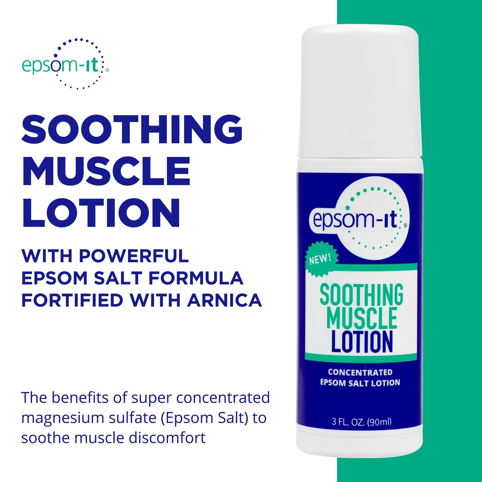 Epsom-It Soothing Muscle Lotion - Roll On Epsom Salt Lotion with Arnica for Muscle Stiffness, Leg, Knees and Feet Discomfort, Topical Magnesium Cream, 3oz EPSOM-ITAu supplements