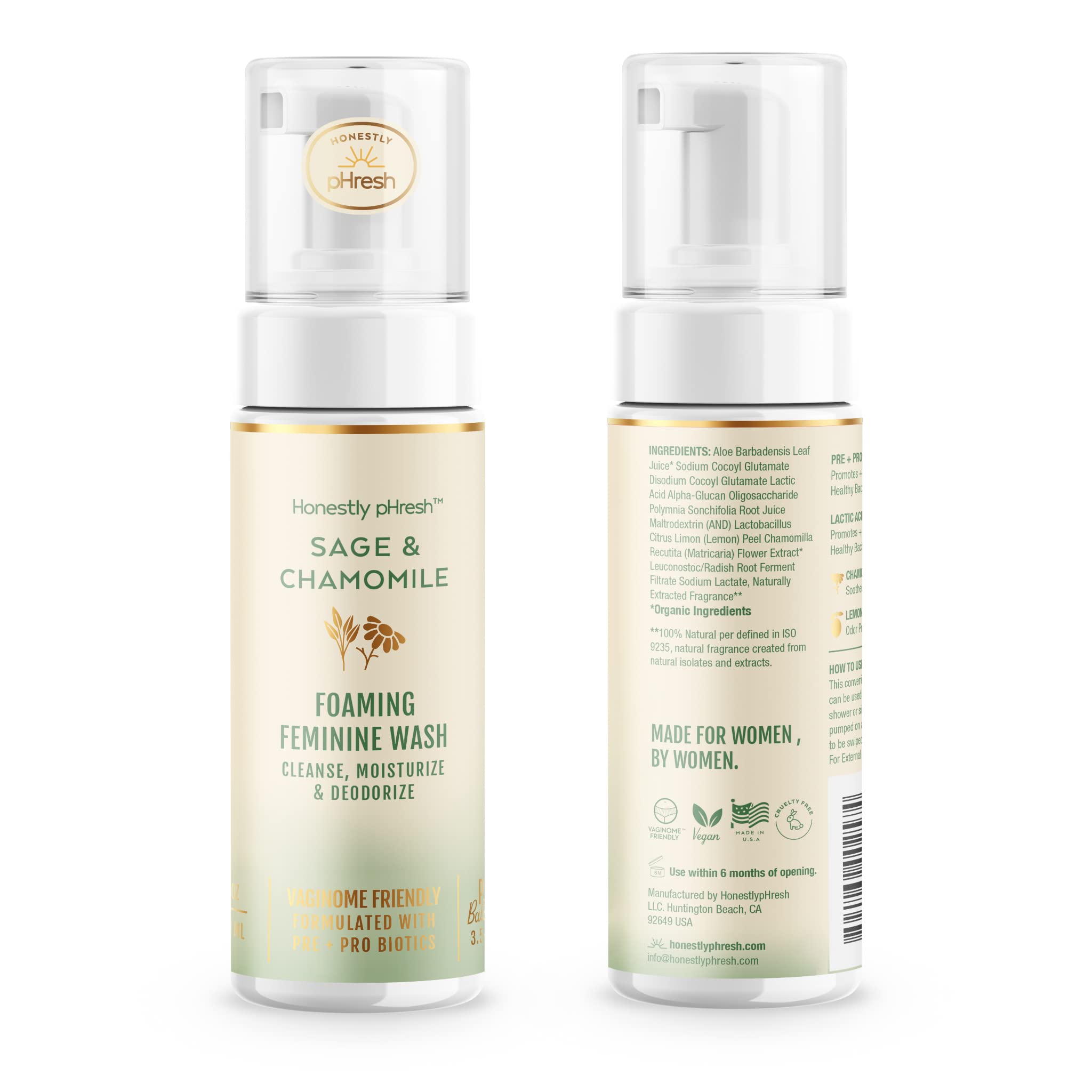Honestly pHresh Natural Prebiotic & Probiotic Foaming Feminine Wash, pH Balanced with Essential Minerals Honestly pHreshAu supplements