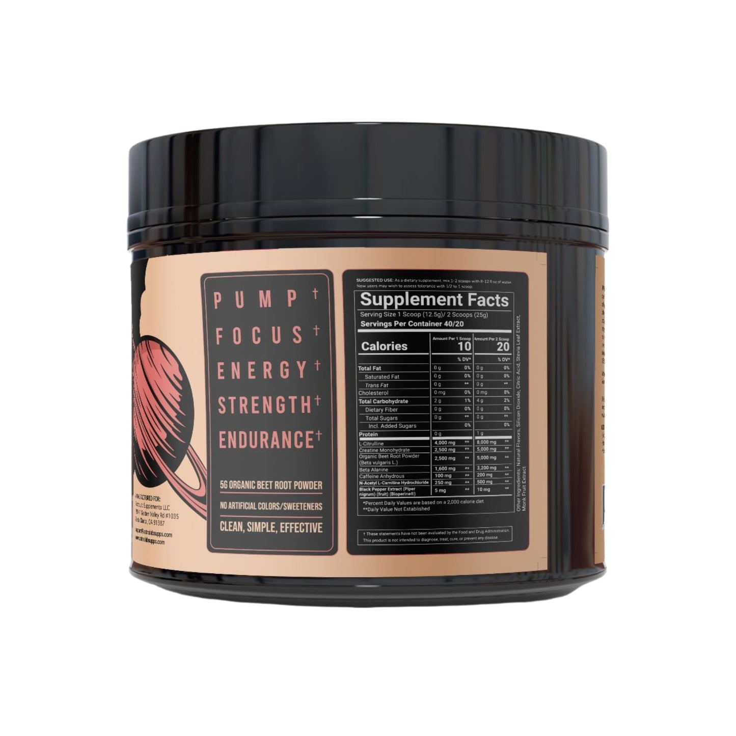 BLASTOFF Pre-Workout Powder - Organic Beet Root Powder with Natural Peach Mango AstroLab SupplementsUS supplements