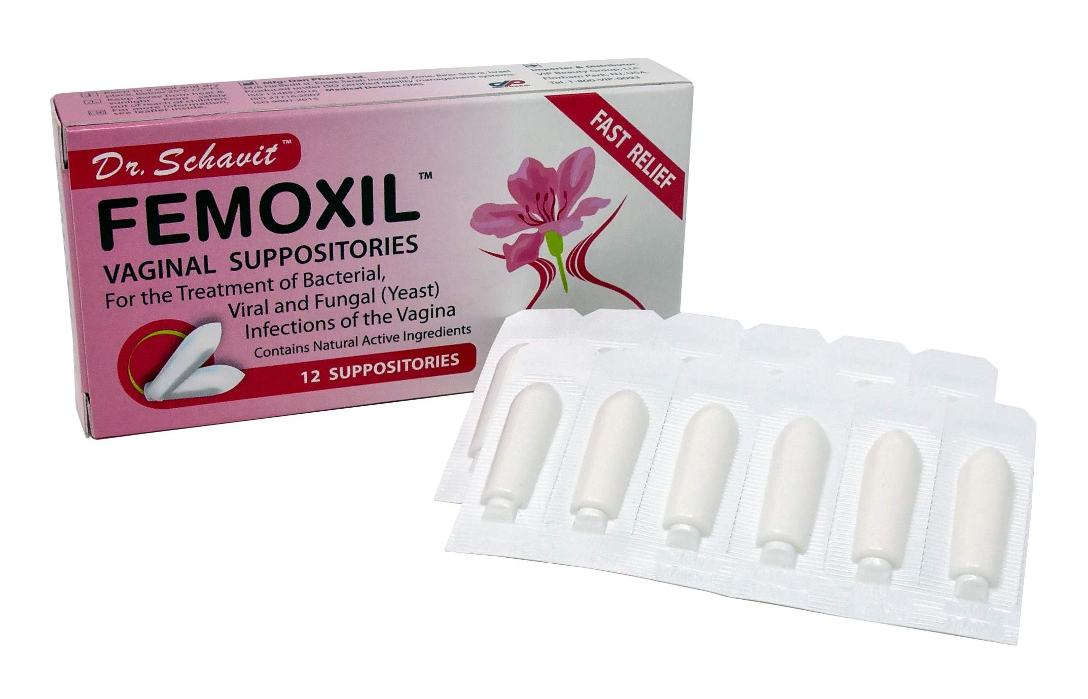 DR. SCHAVIT FEMOXIL Vaginal Suppositories - Natural Plant-Based Formula for The Treatment of Bacterial DR. SCHAVITAu supplements