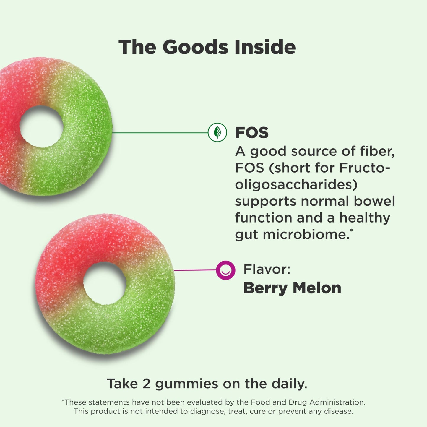OLLY Fiber Gummy Rings, 5g Prebiotic Fiber, FOS (Fructo-oligosaccharides), Digestive Support, Berry Melon 50ct OLLYUS supplements
