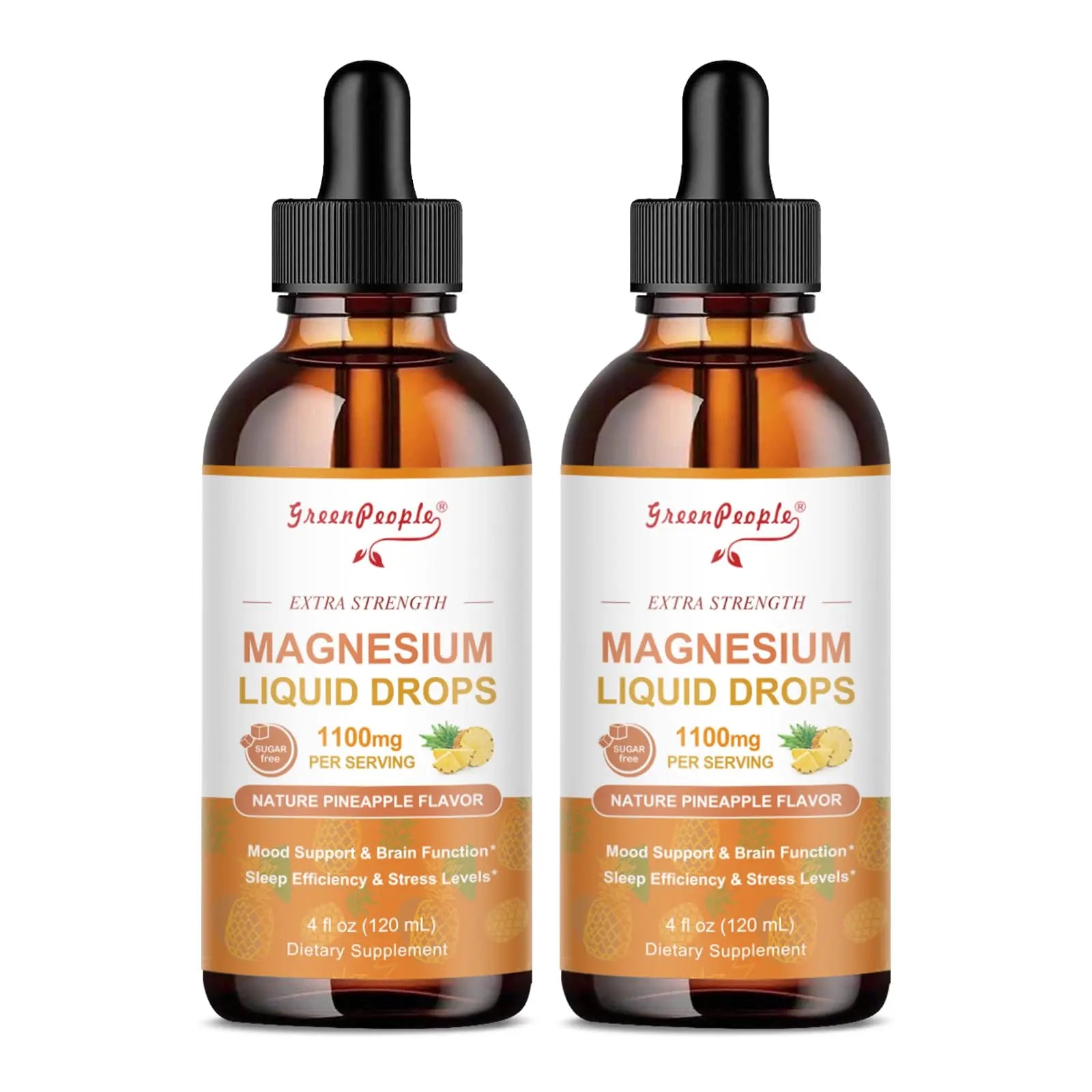 GREENPEOPLE 17-in-1 Triple Magnesium Complex Supplement,Magnesio Liquid Drops with Magnesium Glycinate & Citrate,Pineapple Flavor,Calm Mood,Muscle & Sleep for Adults,4 fl. oz 2Pack GREENPEOPLEAu supplements