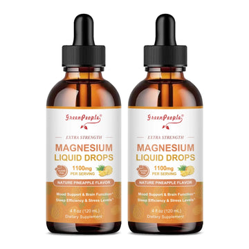 GREENPEOPLE 17-in-1 Triple Magnesium Complex Supplement,Magnesio Liquid Drops with Magnesium Glycinate & Citrate,Pineapple Flavor,Calm Mood,Muscle & Sleep for Adults,4 fl. oz 2Pack GREENPEOPLEAu supplements