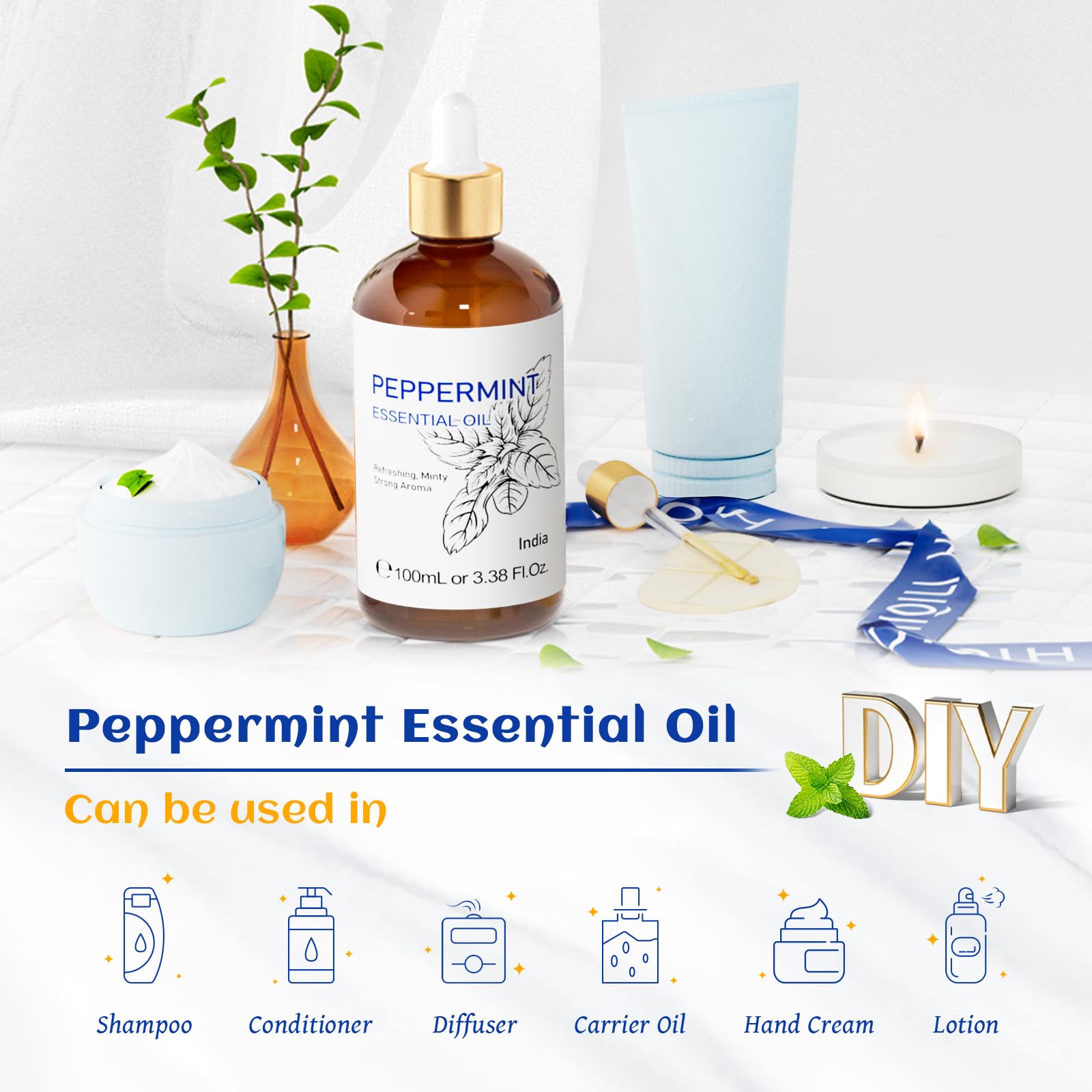 HIQILI Peppermint Essential Oil, 100% Pure Natural for Diffuser, Hair, Massage, Add to Spray HIQILIAu supplements