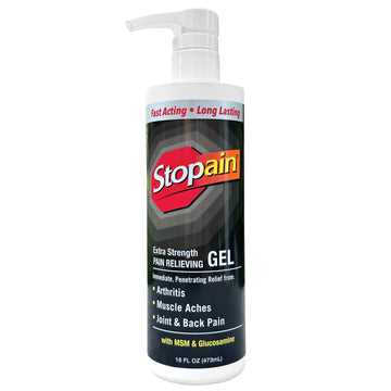 Stopain Pain Relief Gel 16oz, USA Made, Max Strength Fast Acting with Menthol, MSM, Glucosamine for Joint Pain, Back Pain, Arthritis, Knee, Neck Pain, HSA FSA Approved OTC Topical Analgesic Product StopainAu supplements