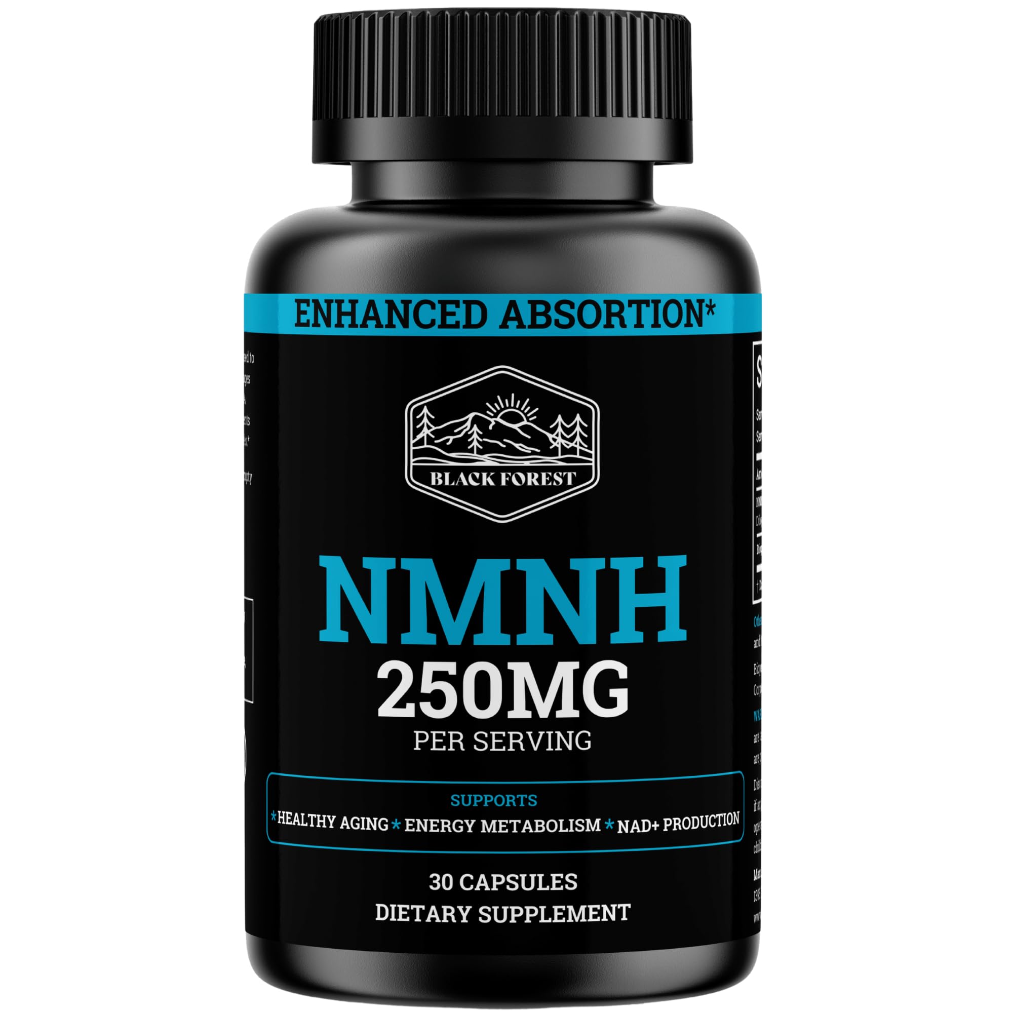 NMNH Supplement 250MG Pure Dihydro-Nicotinamide Mononucleotide (NMN Supplement Alternative with Bioperine® For 3X The Bioavailability) NAD Supplement to Boost NAD+ Levels For Anti-Aging & Energy Black ForestAu supplements