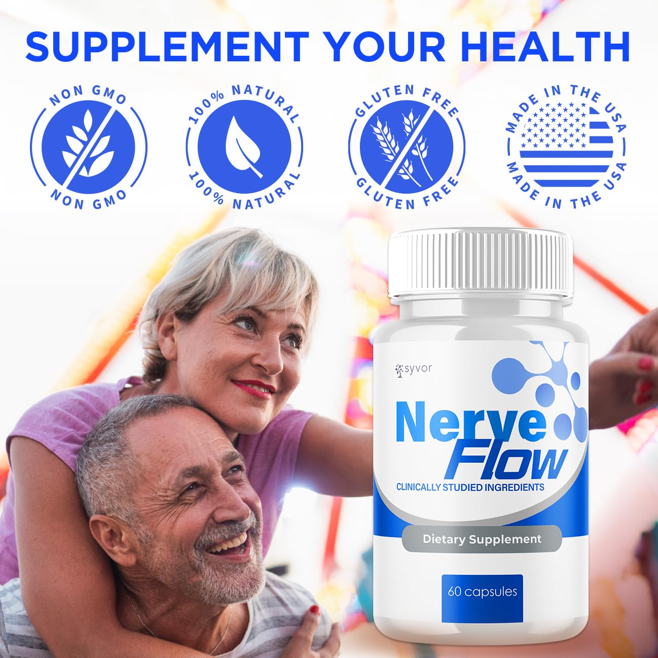 (3 Pack) Nerve Flow Capsules, Official Nerve Flow Pills Made with All Natural Ingredients, Maximum Strength NerveFlow Sciatic Support Supplement with Advanced Vitamins for Women & Men (180 Capsules) SyvorAu supplements