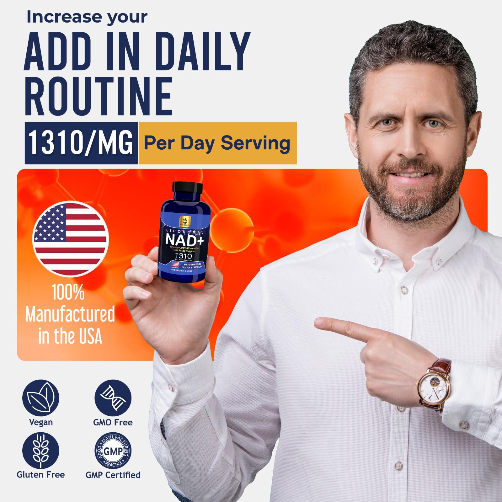 YAM Health Liposomal NAD Nicotinamide Riboside Equivalent with Trans-Resveratrol 300mg, Premium Halal NAD Supplement for Energy Metabolism, DNA Repair and Longevity, Vegan, Non-GMO (60 Count) YAM HealthAu supplements