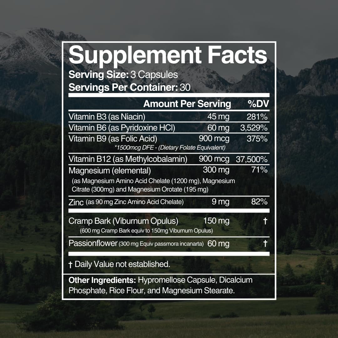 Active Mg Magnesium Supplement – 300mg Elemental Magnesium + Zinc & B Vitamins – Muscle & Nerve Support – 90 Vegan Capsules Migraine StopAu supplements