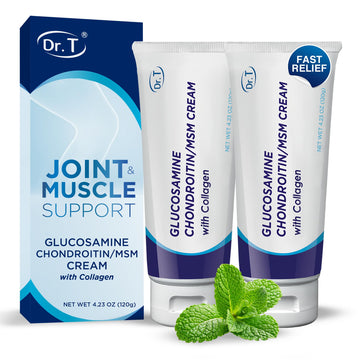 Dr. T Glucosamine Chondroitin Cream - Premium Formula with MSM and Collagen for Joint and Muscle Discomfort - Maintains Joint Strength, Flexibility & Muscle Mobility - 4.23 oz / 120g (2 Pack) Dr. TAu supplements