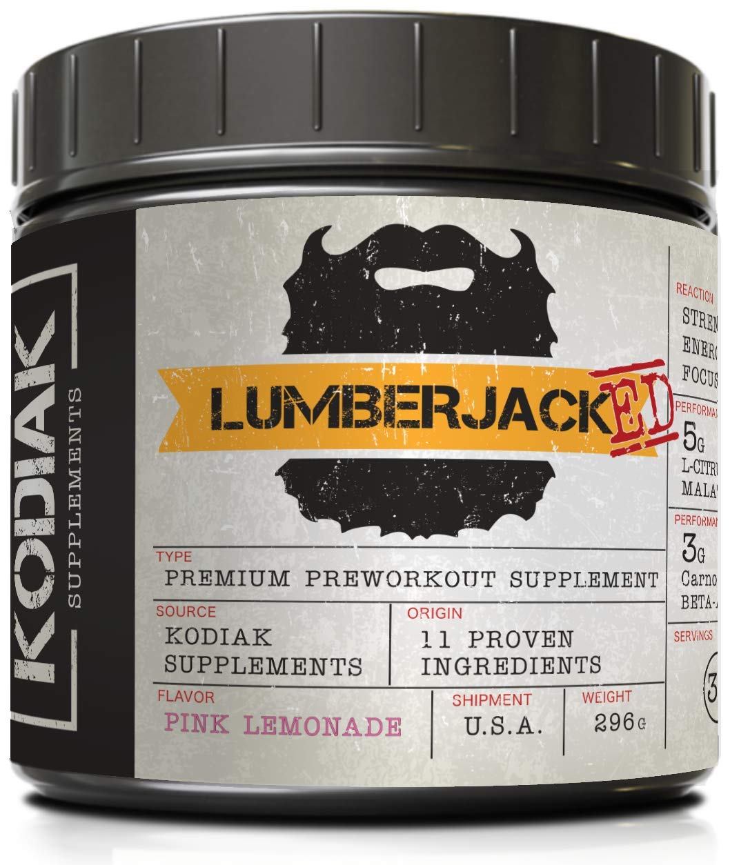 Kodiak Supplements LUMBERJACKED Pre-Workout Supplement with CarnoSyn 30 Servings Kodiak SupplementsAu supplements