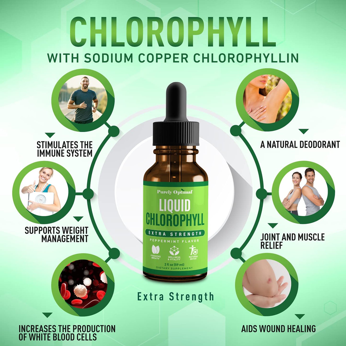 Premium Chlorophyll Liquid Drops - 100% Natural & Gluten Free Liquid Chlorophyll Purely OptimalUS supplements