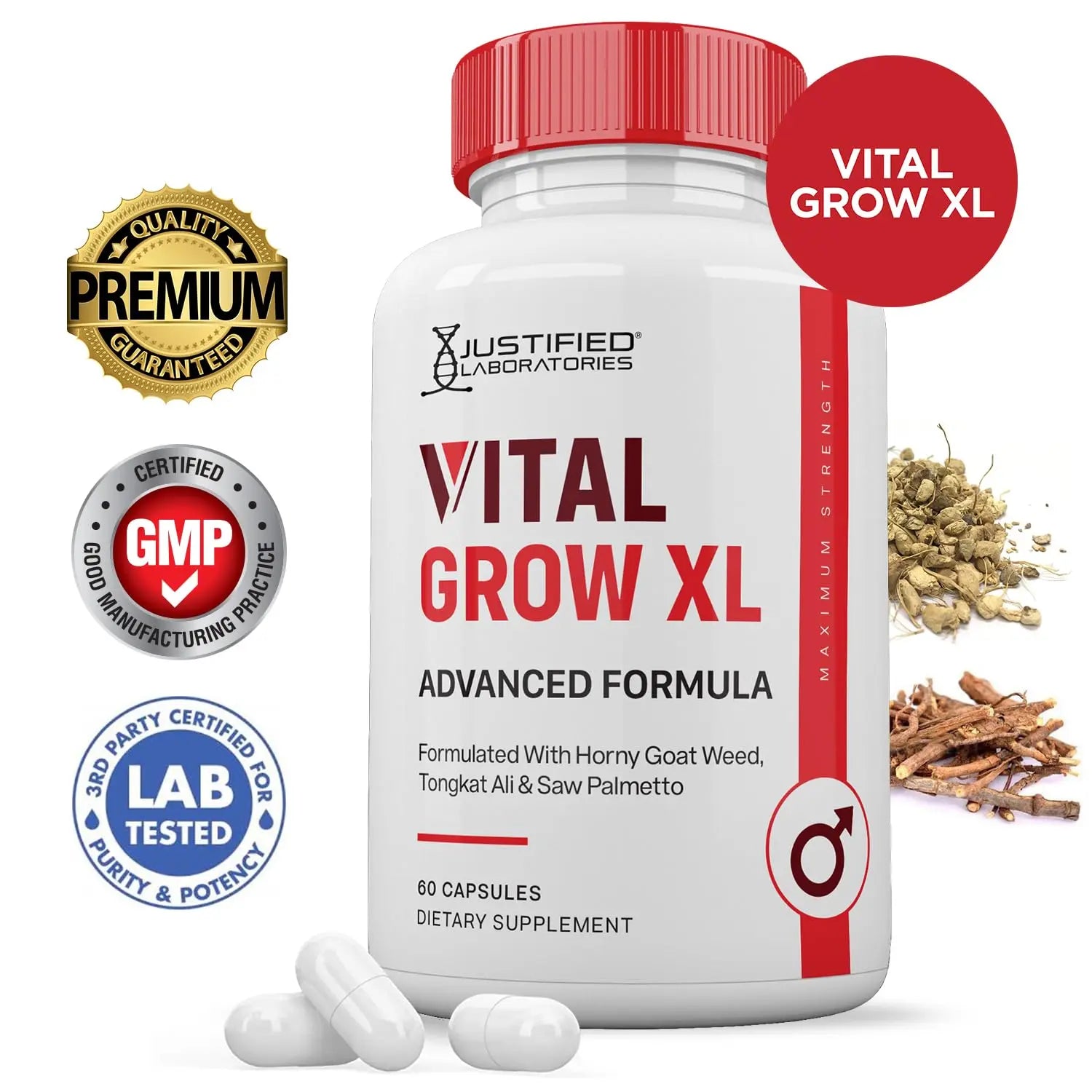 (2 Pack) Vital Grow XL Pills 1484MG Advanced Formula Proprietary Blend for Men 60 Capsules Justified Laboratoriesnz supplements