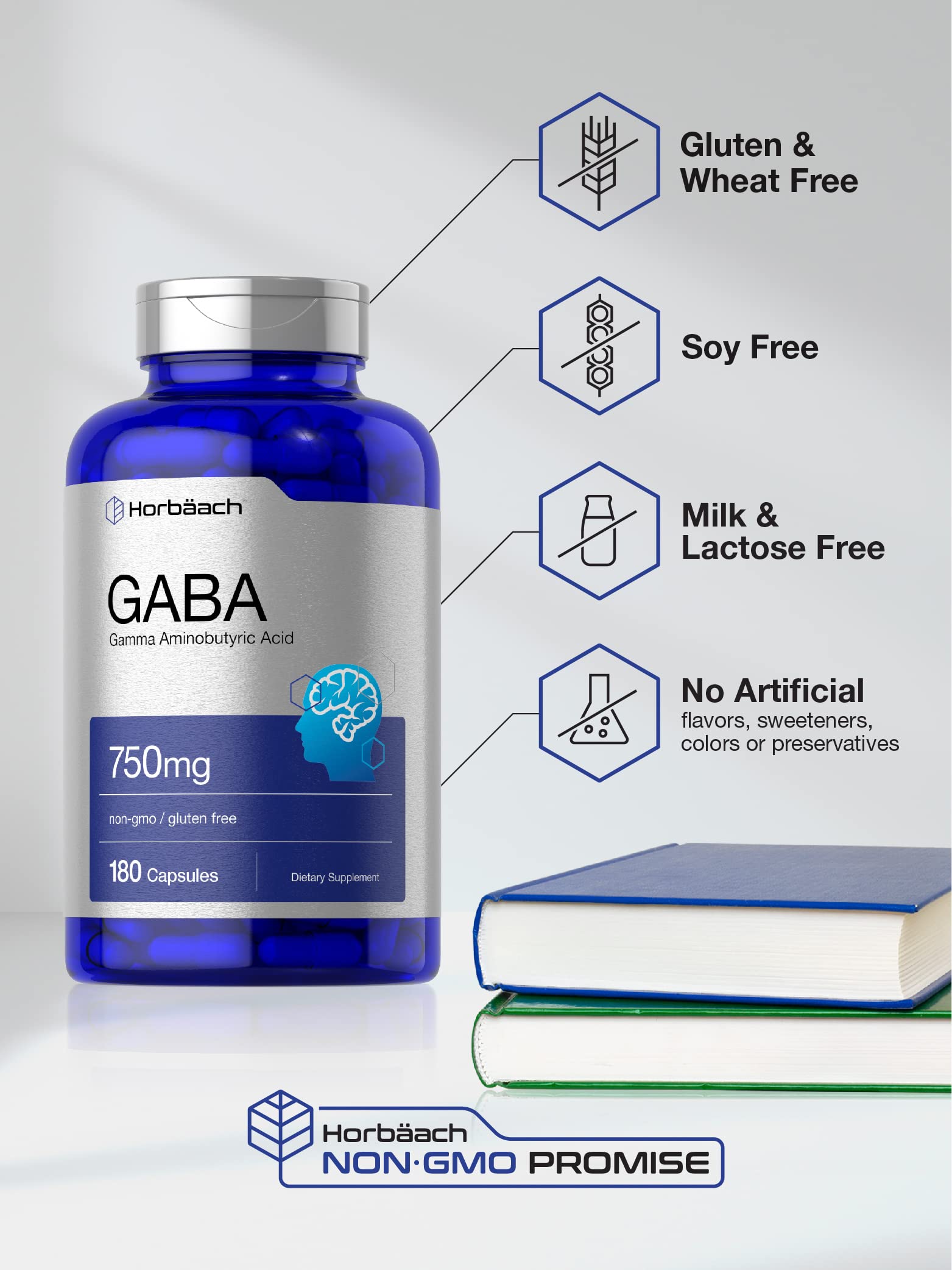 GABA 750mg | 180 Capsules | Gamma Aminobutyric Acid Supplement HorbäachAu supplements