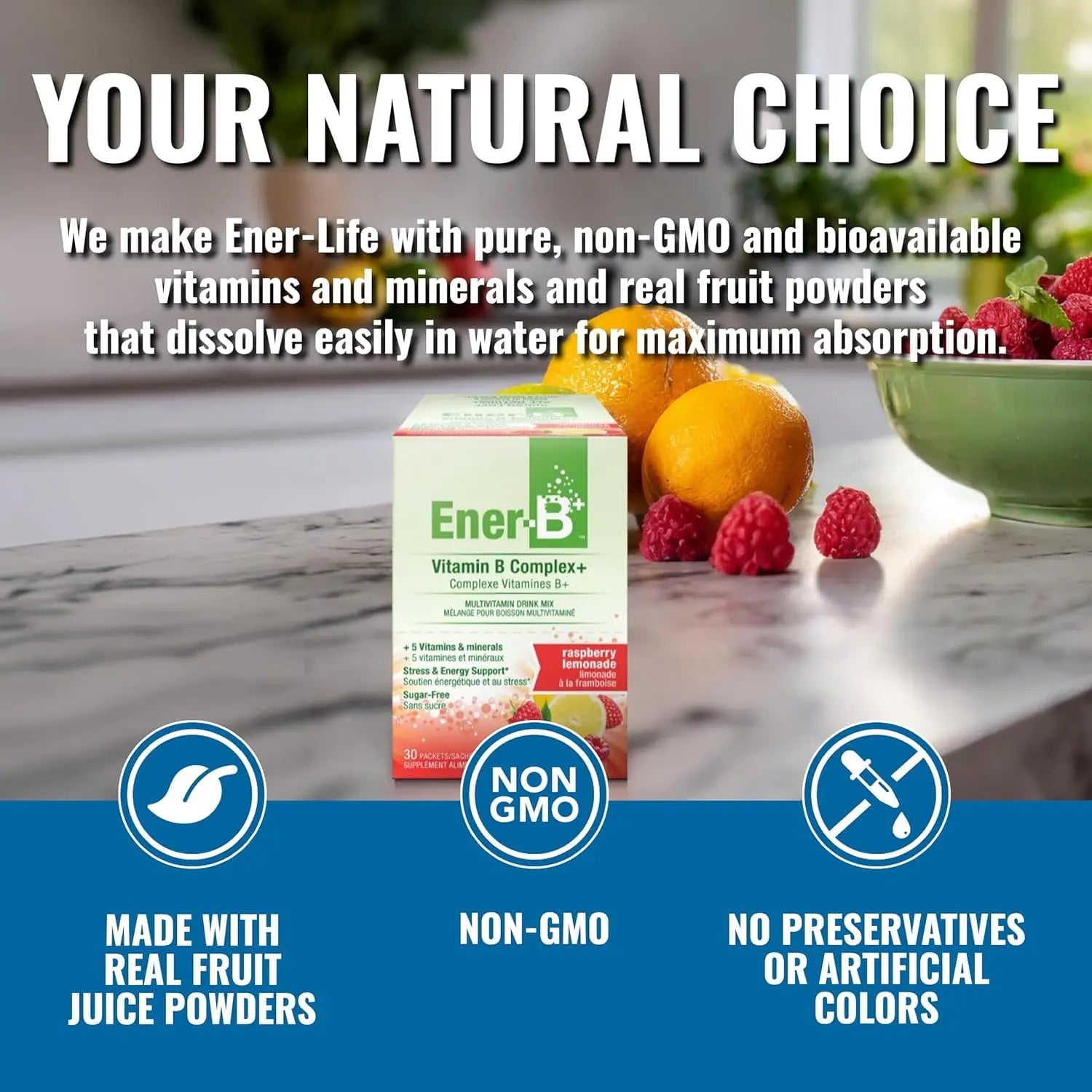 Ener-B+ Sugar Free Multivitamin Drink Mix - Vitamin Packets for Water, Electrolytes Powder No Sugar, Hydration Boost Packets, Zero Sugar Ener-LifeAu supplements