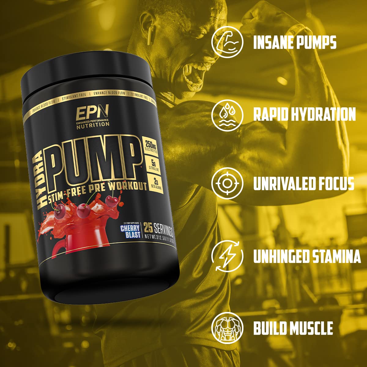 HydraPump | #1 New Stim Free Pre Workout Powder w/ Nitric Oxide Booster, Electrolytes EPN SupplementsAu supplements