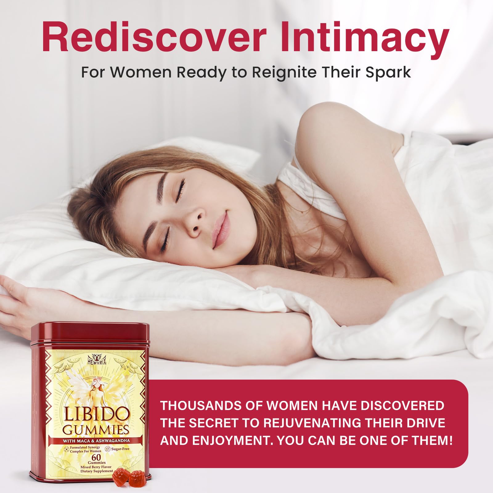 Libido Booster for Women with 1500mg Maca & 1000mg Ashwagandha, Vitamin D & B6, for Energy, Mood - Strongest Female Libido Booster + Hormone Balance for Women Cortisol Reducer | 0 Sugar, 60 Gummies HewvrixAu supplements