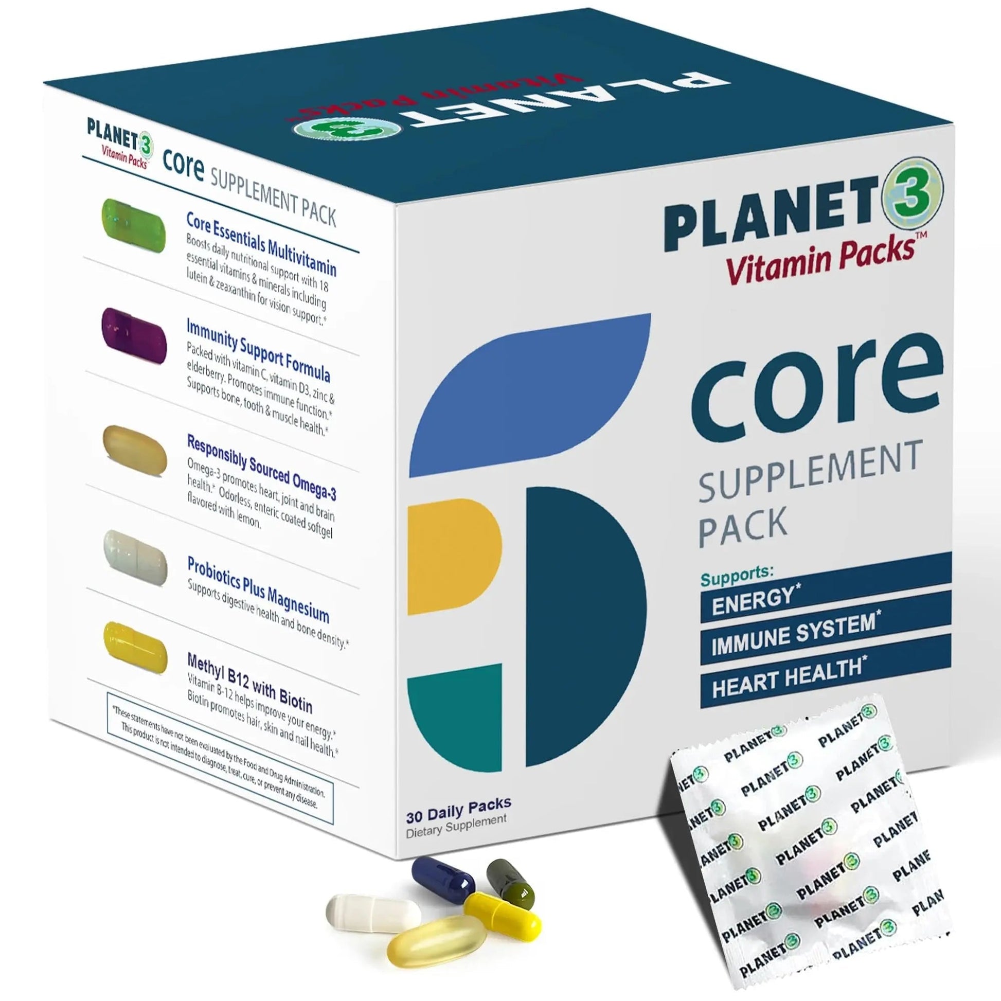 Daily Vitamin Packs for Men & Women – Immune, Energy & Heart Support with Vitamin D3, Omega-3, Probiotics, Methyl B12 & Vitamin C Planet 3Au supplements