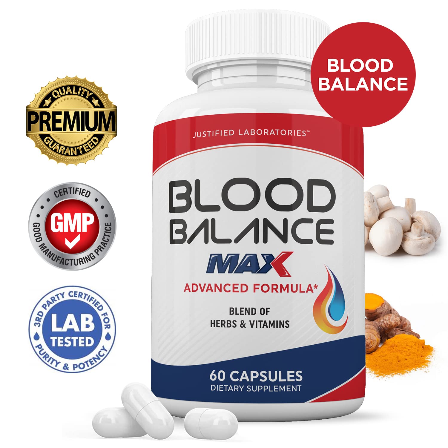 Justified Laboratories (2 Pack Blood Balance Max 1295MG Formula Supplement Pills Justified LaboratoriesUS supplements