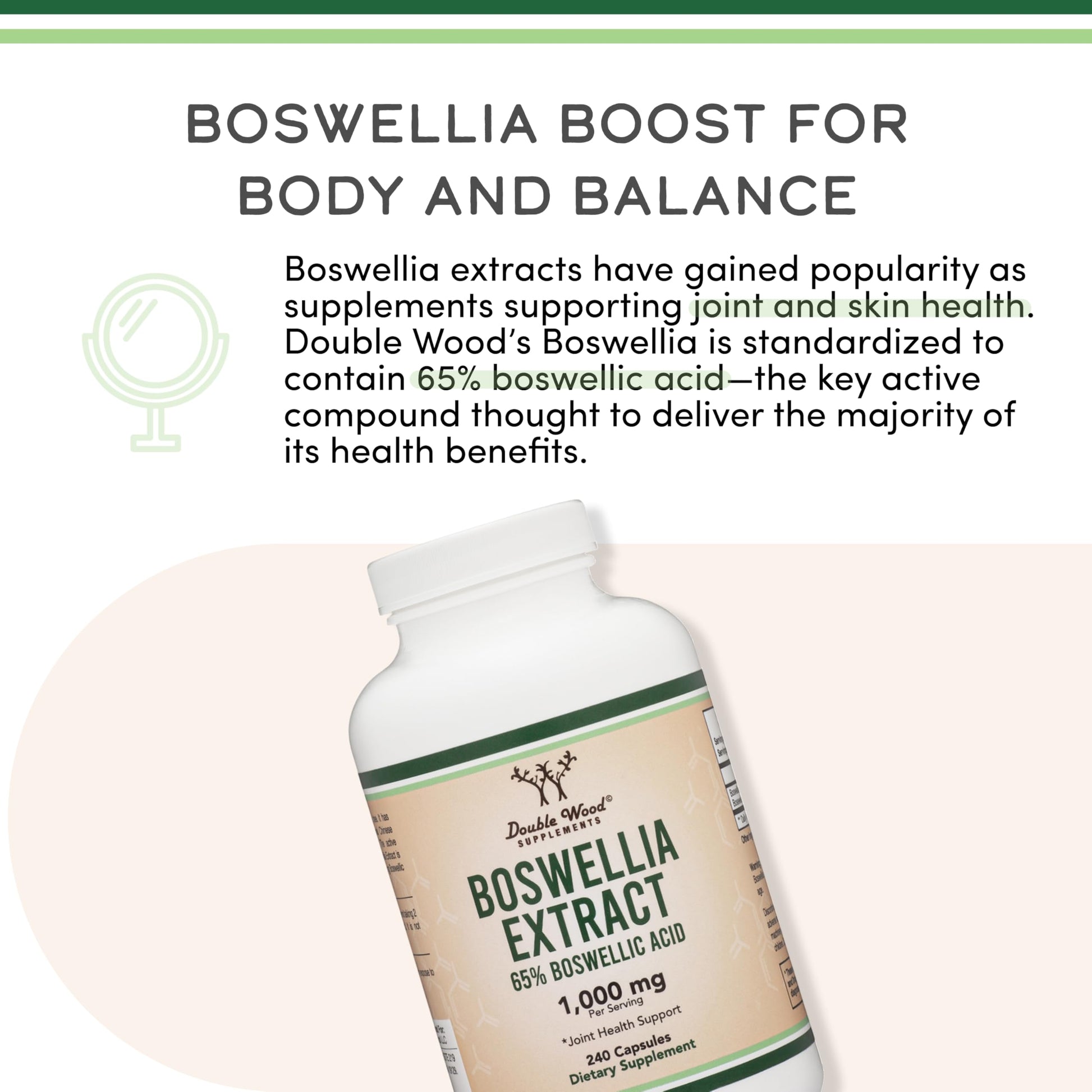 Boswellia Serrata - 240 Capsules (Max Strength 1,000mg of 65% Boswellic Acid Extract) Boswellia Extract Capsules (Joint Support Supplement for Joint Health) Third Party Tested by Double Wood Double Wood SupplementsAu supplements