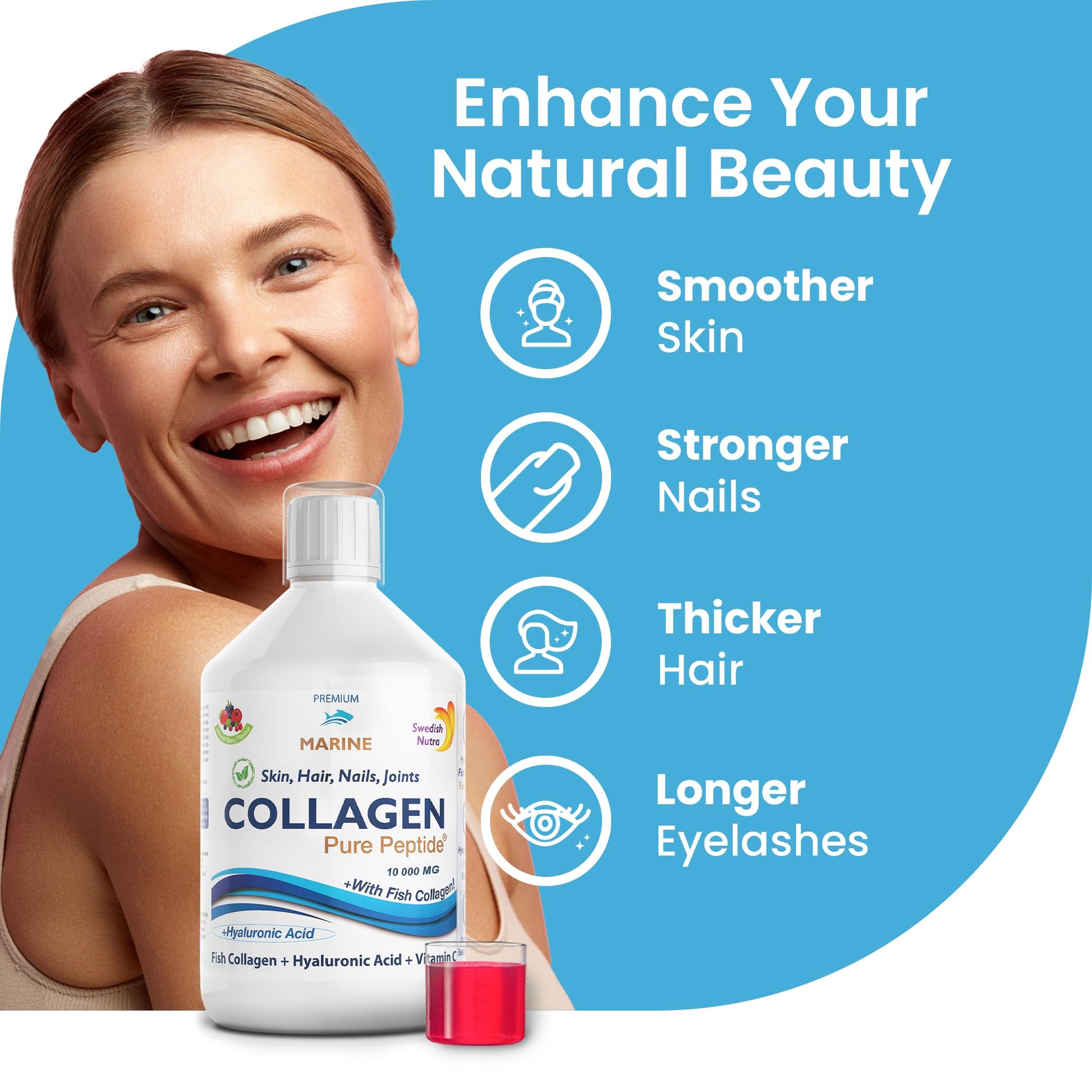 Marine Liquid Collagen 10000mg 500 ml I Pure Hydrolyzed Collagen Peptides Swedish NutraAu supplements