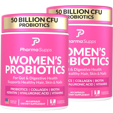 ADVANCED Women's Probiotics for Gut Health - Hair, Skin, & Nails Vitamins Support - 50 Billion CFU w/ Collagen, Biotin & Keratin - Probiotic Supplement for Digestive Health & Bloating Relief, USA-Made PharmaSuppsAu supplements