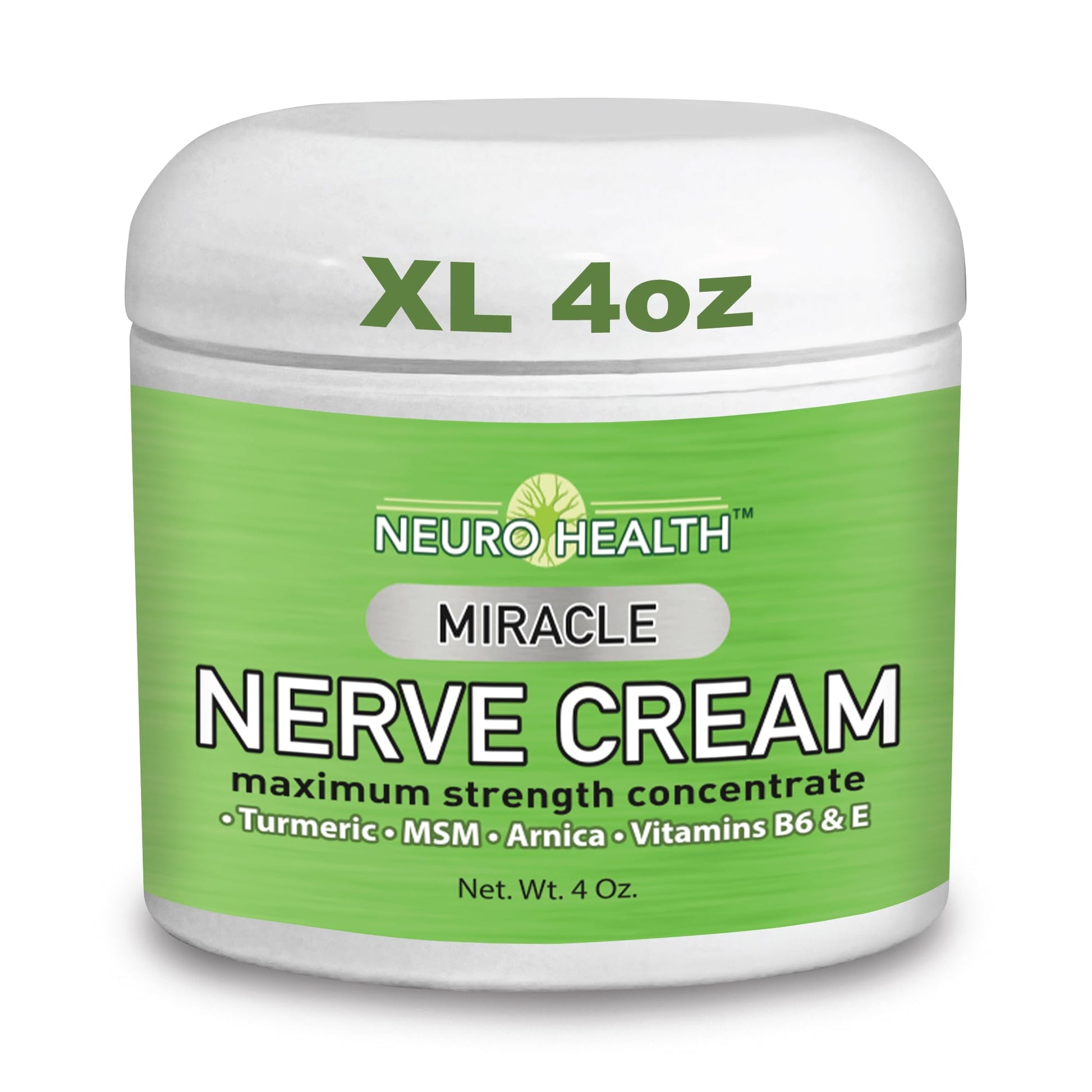 Neuro Health Miracle Nerve Cream - XL 4oz JAR - Maximum Strength - Turmeric and Arnica Blend for Neuropathy Discomfort Relief - Soothing Foot & Hand Formula with MSM, B6, E - Made in USA Neuro HealthAu supplements