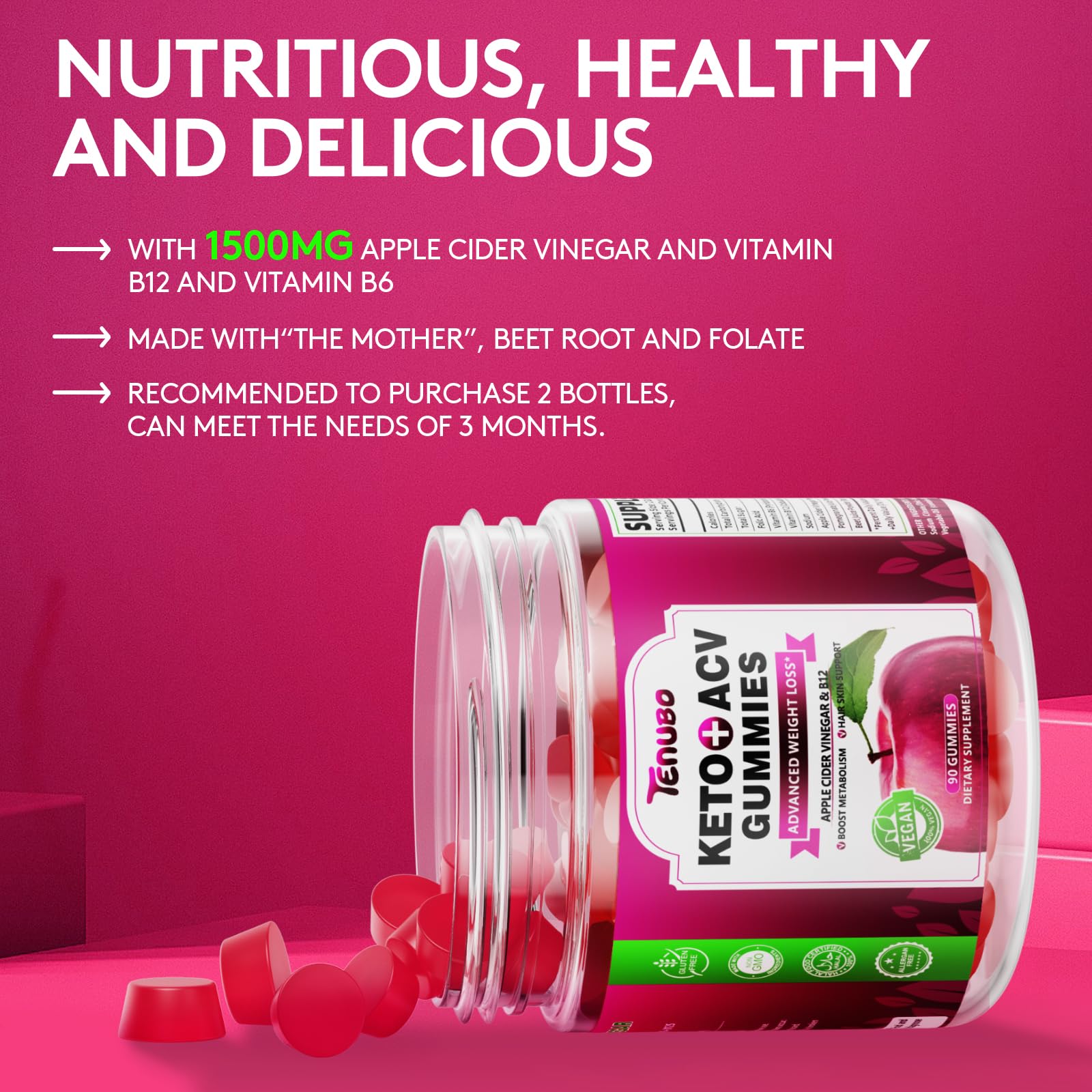 Tenubo Keto ACV Gummies Advanced Weight Loss - 90 Count Speedy Keto Acv TenuboUS supplements